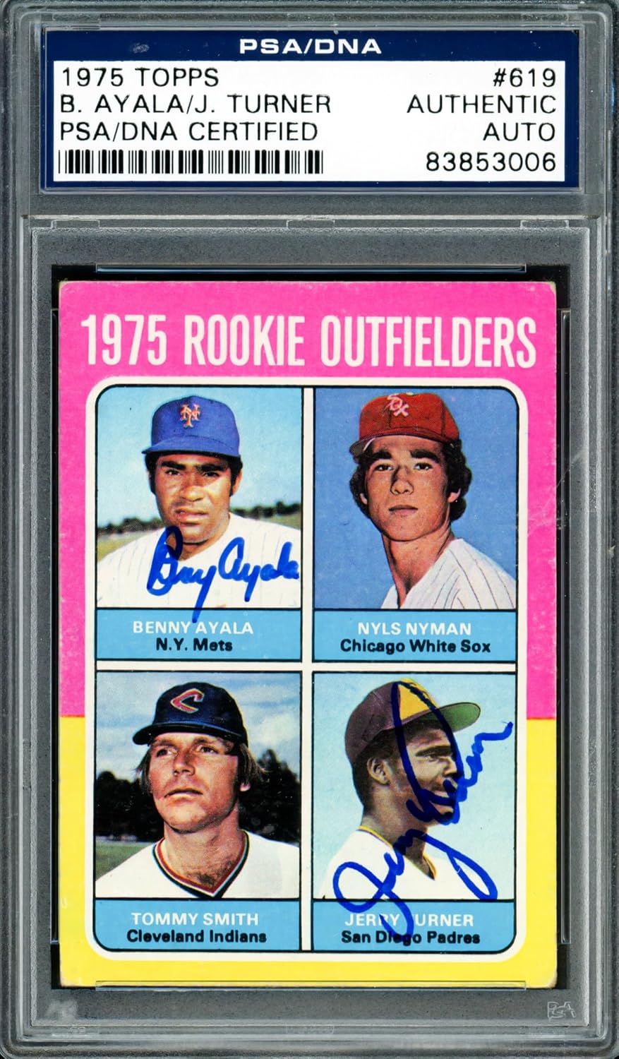 Benny Ayala & Jerry Turner Autographed 1975 Rookie Baseball Card #619 PSA/DNA #83853006