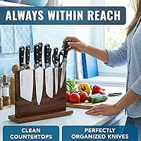 Vista 3 de Cutluxe Soporte magnético para cuchillos – Bloque magnético para cuchillos, soporte de madera de acacia para encimera de cocina, delgado y de doble