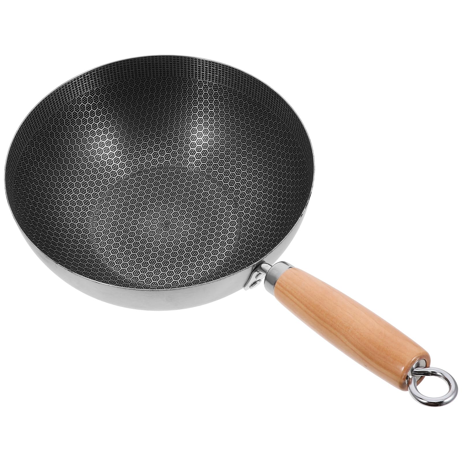VOSAREA Wok pour Plaque à Induction en Acier Inoxydable Revêtement Antiadhésif Nid D'abeille, Poignée Ergonomique, Cuisine et Grill
