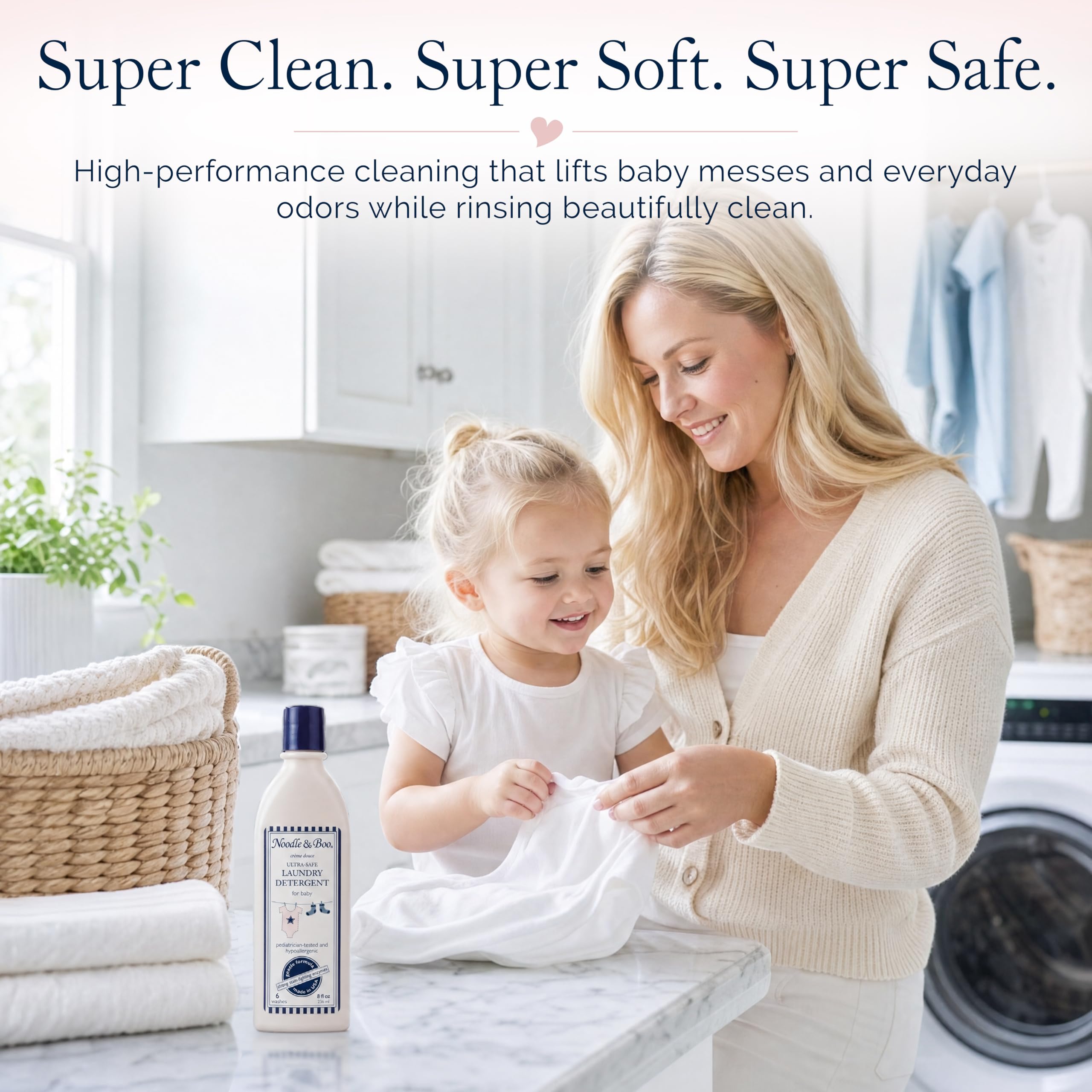 Noodle & Boo Ultra Safe Laundry Essentials - Detergente para lavandería, 8 onzas líquidas