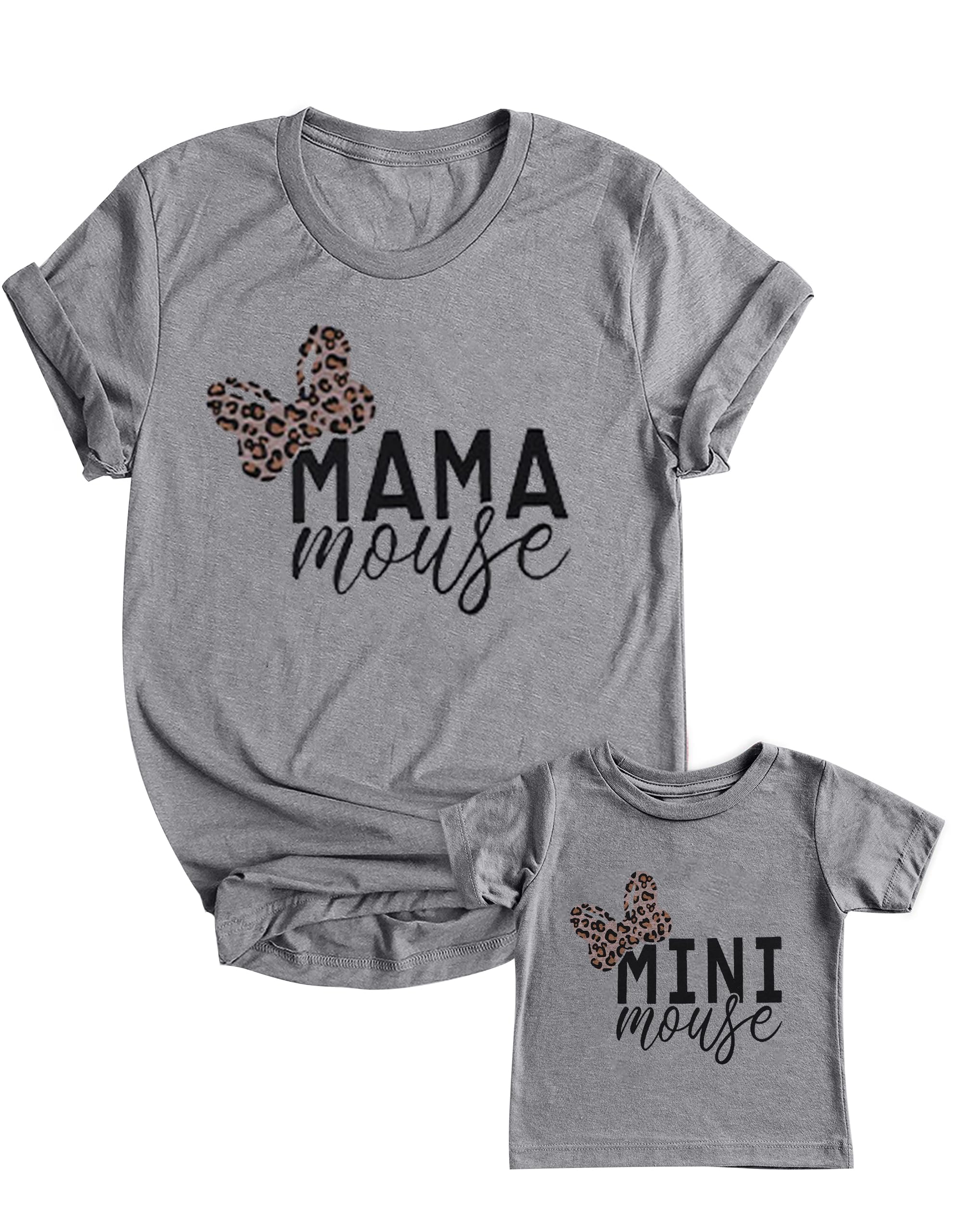 Mommy and Me Matching Shirt Outfit Mama Mini Leopard Love Heart Tshirt Mom Daughter Family Matching Set Clothes