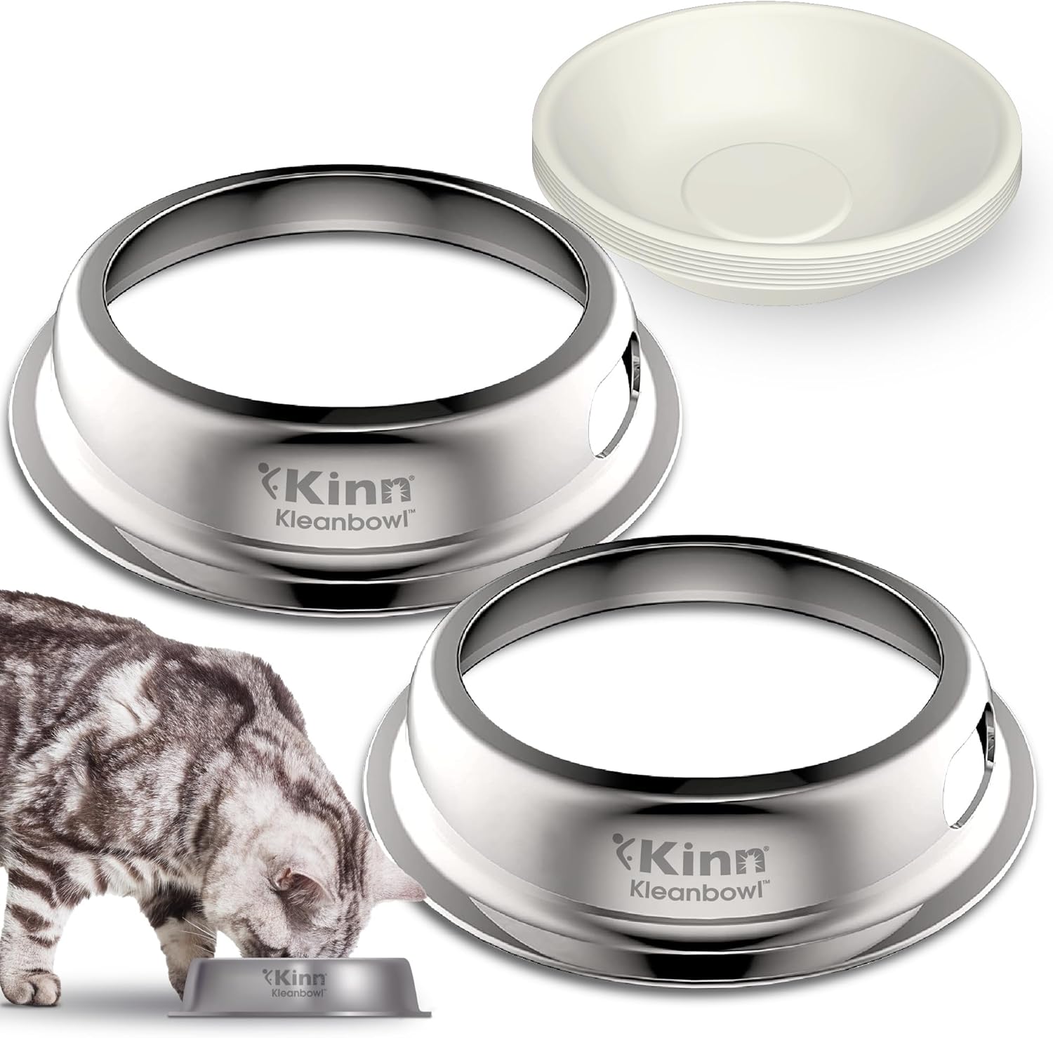 Kinn Whisker Fatigue Cat Bowl, Compostable & Disposable for Food & Water, 24oz (1 Pk) Whisker Friendly Cat Dish for Owners Needing Convenience and Cleanliness in a Pet Bowl