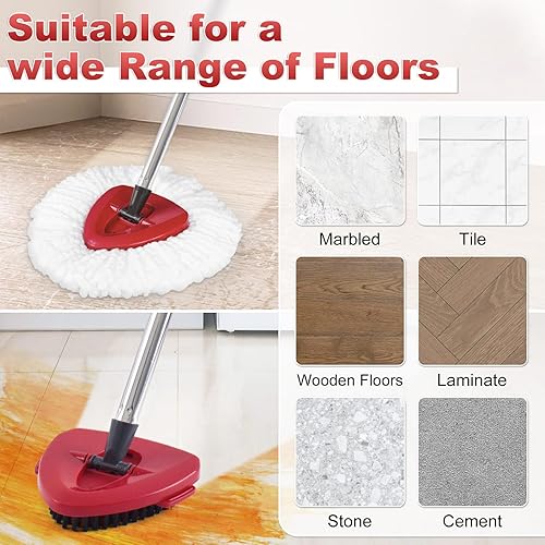 Miniatura 5 de Repuesto del cabezal de trapeador, base, mango de fregona para sistema Ocedar EasyWring de 1 tanque, 2 recambios de trapeador de microfibra,