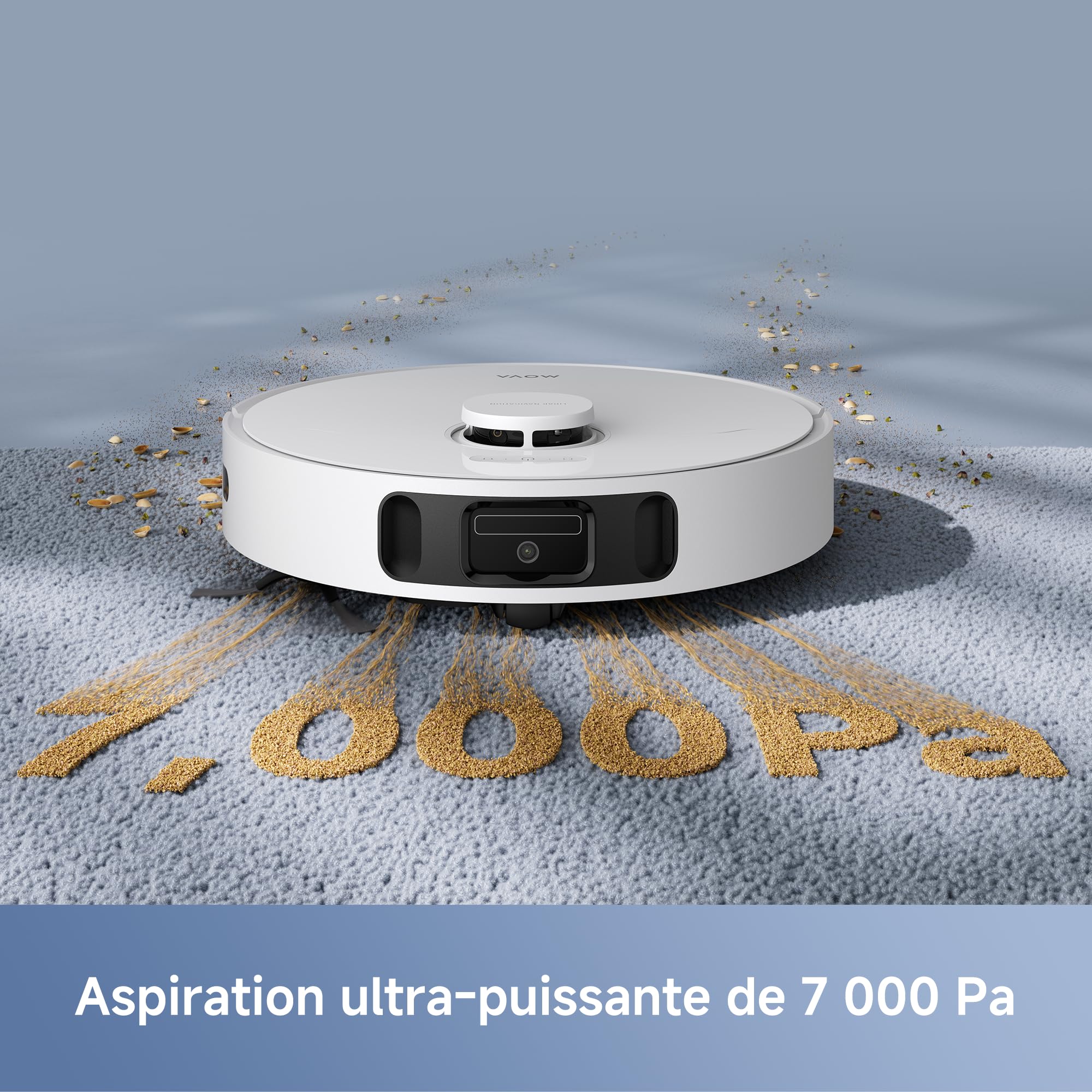 Mova E30 Ultra Robot Odkurzacz i myjka, 7000 Pa z automatycznym opróżnianiem, nieplączącą się, samooczyszczającą ściereczką, podnoszeniem 10,5 mm i ultradźwiękowym wykrywaniem dywanów, biały