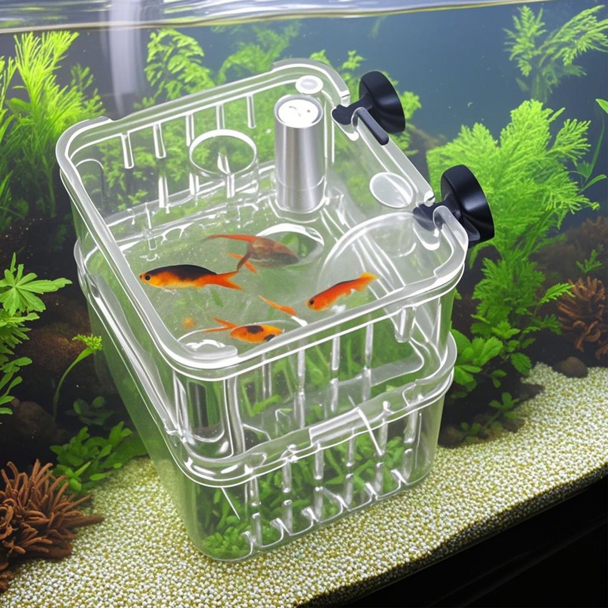 Contenitore Per Allevamento Pesci Per Acquario, Incubatore Galleggiante In Plastica, Serbatoio Di Pesce Allevamento Scatola, Con Ventose, Per Gamberetti, Pesci Pagliaccio,Aggressivi Feriti