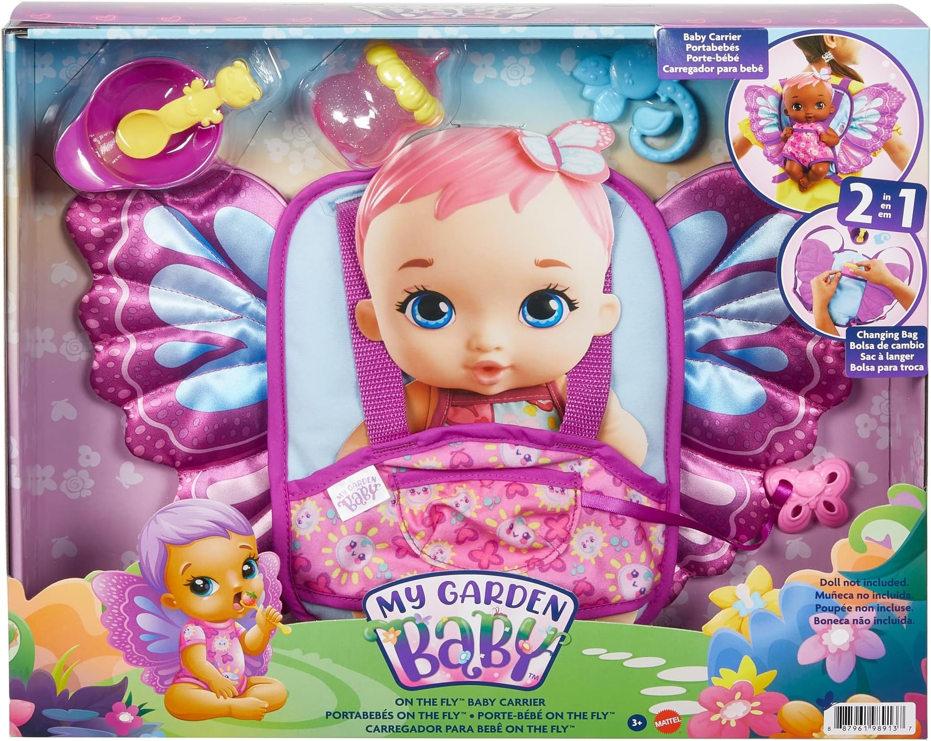 On the Fly 2-in-1 Baby Doll Carrier and Changing Bag (27-cm / 15.75-in) with 5 Accessories