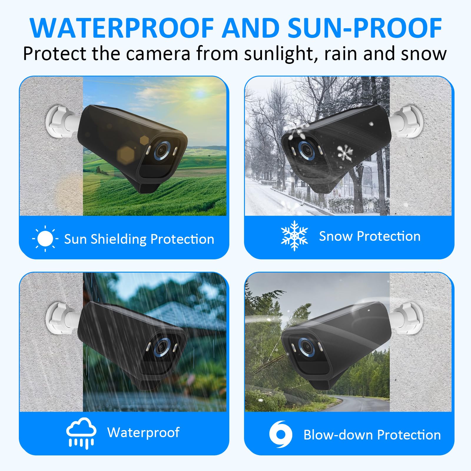 2 unidades de fundas protectoras para Eufycam S3 Pro, soporte para canalón con funda de silicona impermeable a prueba de polvo para cámara de seguridad Eufy Security, color negro