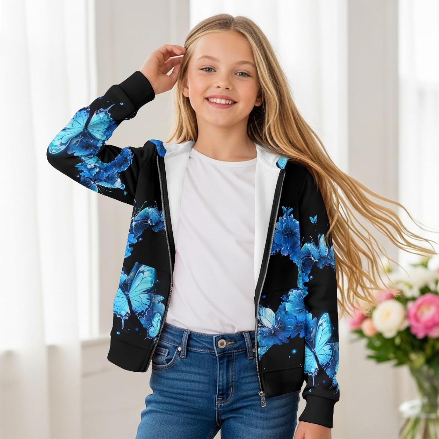 Girls Hoodie Long Sleeve Hooded Sweatshirt Lightweight Casual Sweatshirt Jacket Oversized Zip Up Animal Hoodie