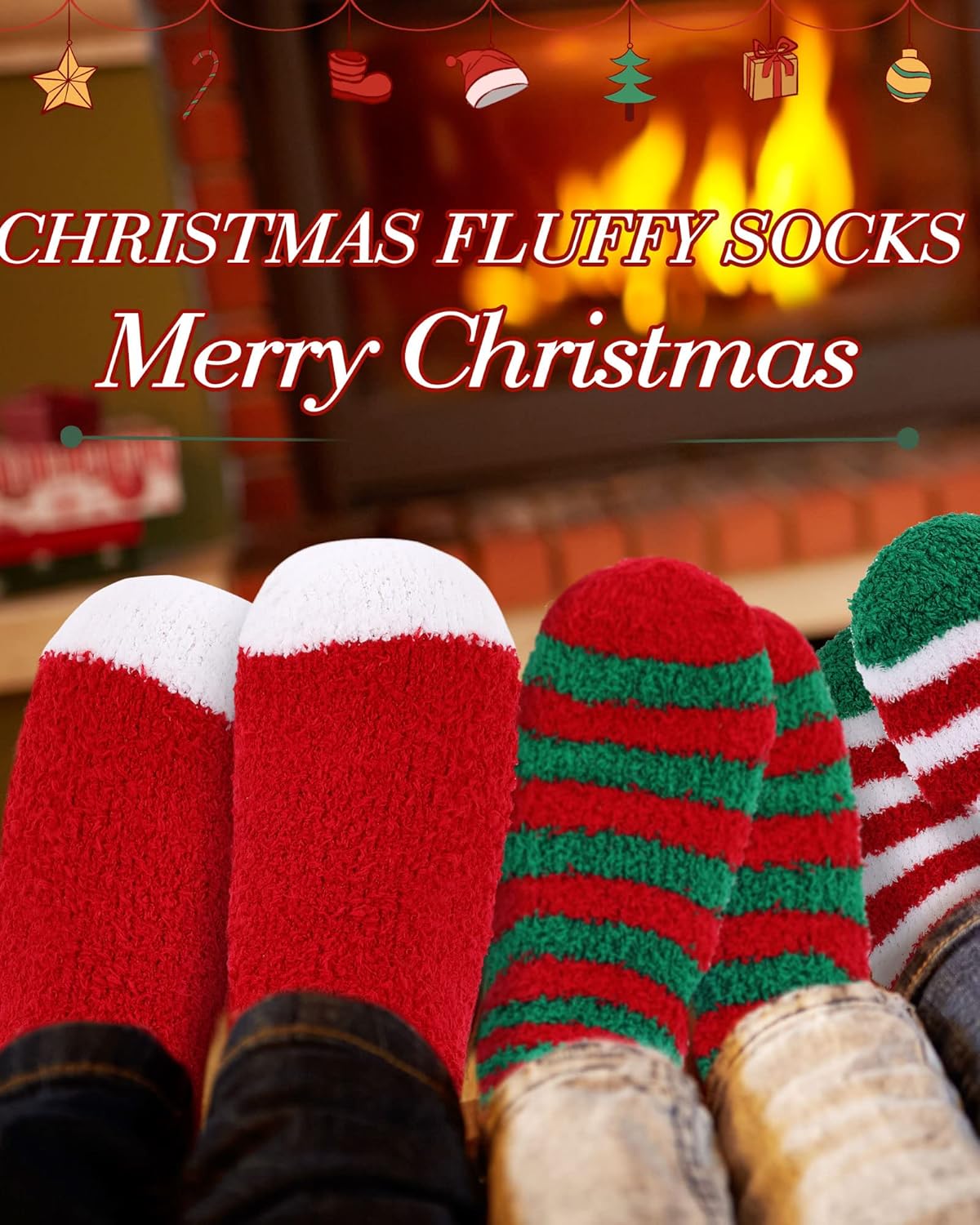 Taiyin 50 Pairs Christmas Fuzzy Socks Bulk Women Cute Cozy Fluffy Winter Warm Slipper Socks Sleeping Soft Plush Holiday Gifts