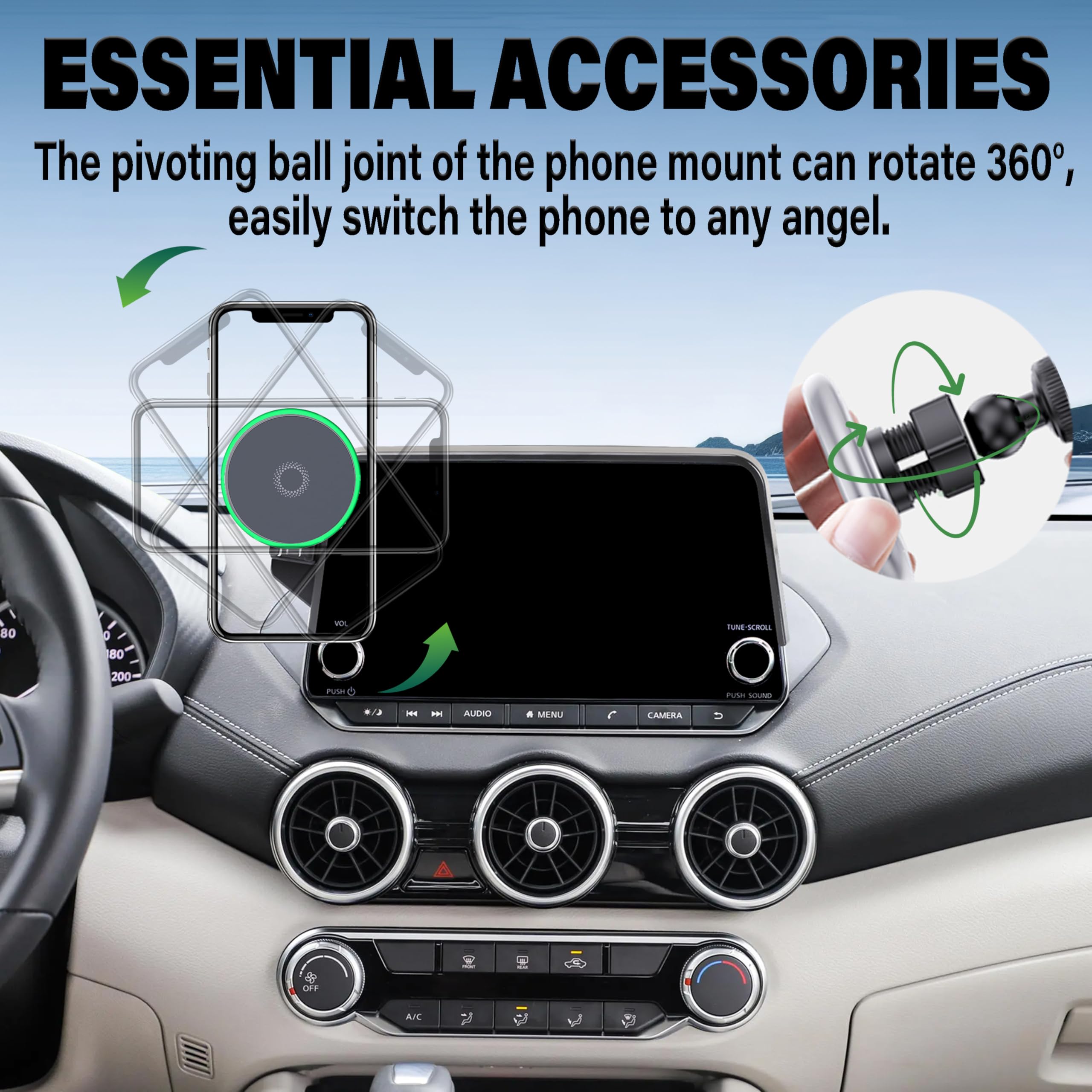 Samochodowy uchwyt na telefon do 2021-2023 Nissan Rogue/2019-2025 Altima/2020-2025 Sentra akcesoria 15 W szybka bezprzewodowa ładowarka ekran stały klips uchwyt na telefon komórkowy bez
