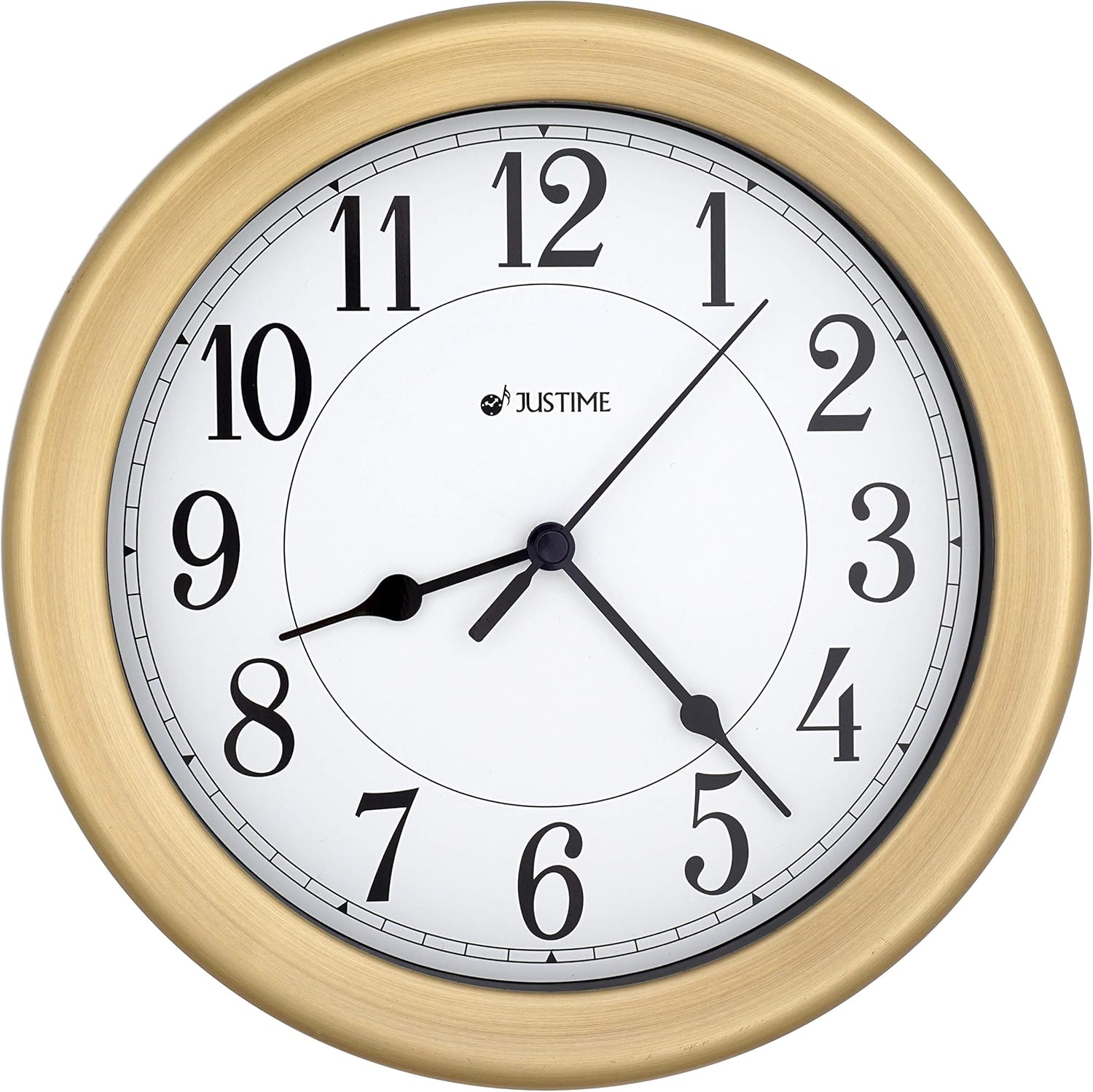 JUSTIME 8.5 inch Water Resistant Wall Clock for Wall Decorative, Small Wall Clocks Bathroom, Decor Small Space Kitchen Clocks Office Boat RV Battery Operated Silent Wall Clock Non Ticking