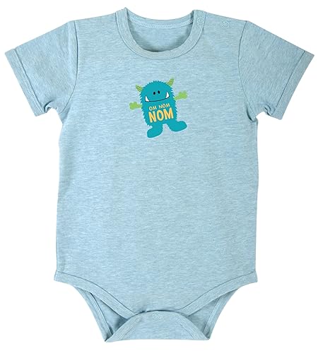Stephan Baby Snapshirt Style - Funda para pañales con monstruo serigrafiado, azul jaspeado, 6-12 meses