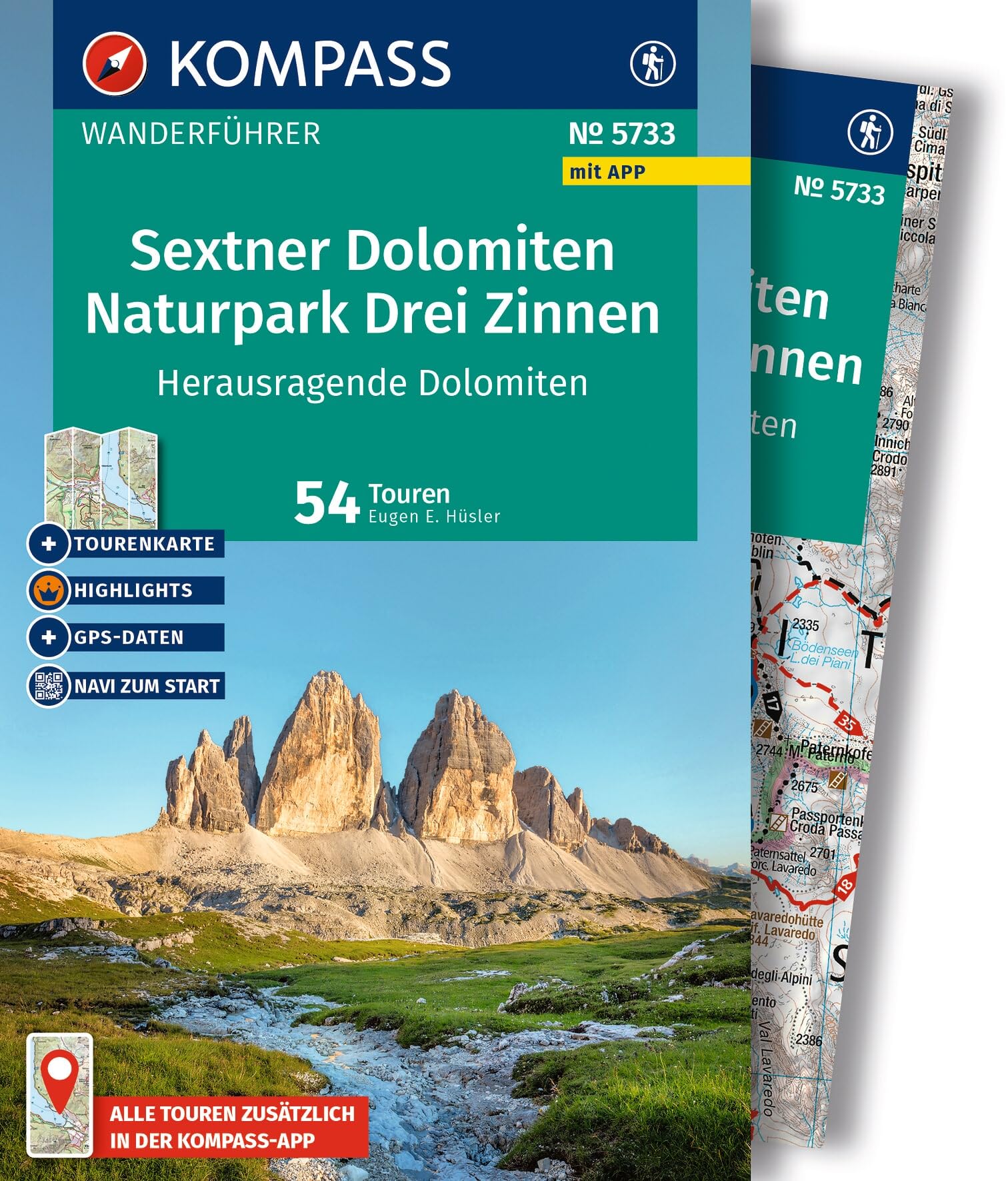 KOMPASS Wanderführer Sextner Dolomiten, Naturpark Drei Zinnen - Herausragende Dolomiten, 50 Touren mit Extra-Tourenkarte: mit Touren und GPS-Daten in der KOMPASS-App