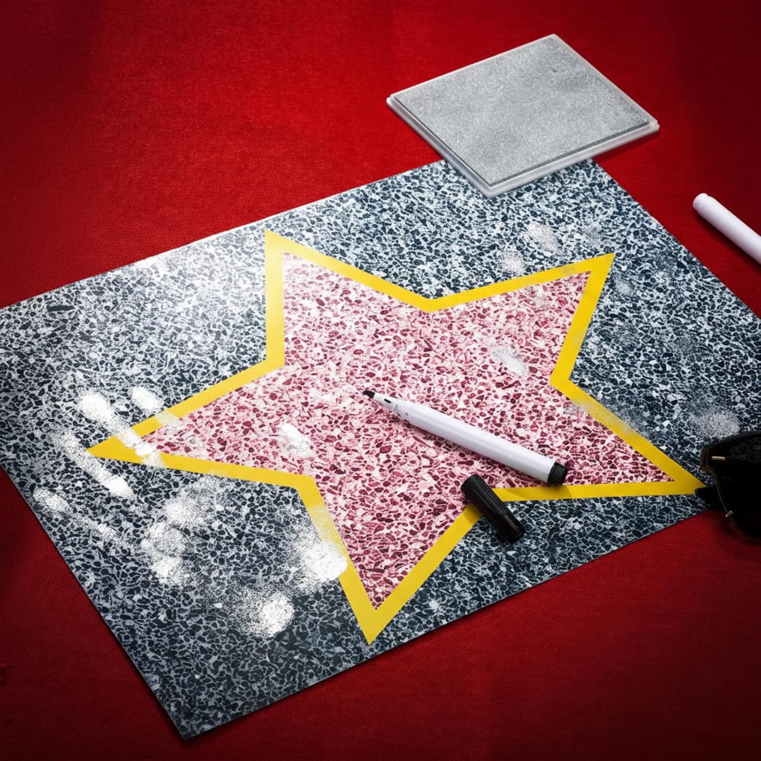 Eaasty 51 Pcs Personalize Your Own Stars of Fame Favorite Star Movie Stars Cards with Thumbprint Ink Pad Black Marker for Fun Home Activities Party Movie Star Themed Party Decorations DIY