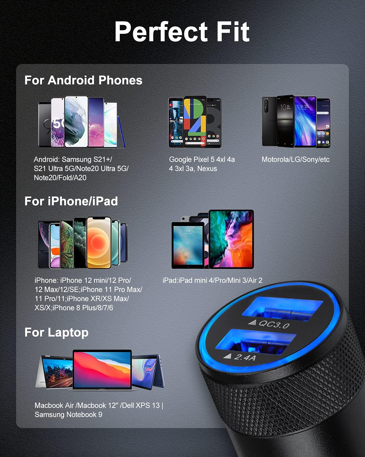 Car Charger Adapter, AILKIN Quick Charging 30W/5.4A Dual Ports Car Cigarette Lighter USB Charger Cargador Carro Block for iPhone 13 Pro Max 12, Samsung Galaxy S21 Kindle Android Fast Charge Power Plug : Cell Phones & Accessories