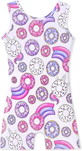 HOZIY - Mallas de gimnasia para niñas pequeñas mallas con pantalón ciclista estampado de unicornio dinosaurio arcoíris sirena leopardo donas galaxia