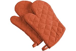 DII Basic Terry Collection 100% Cotton Quilted Oven Mitts, Spice, 2-Piece