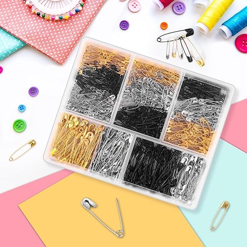 Miniatura 5 de Huhuhero Pasadores de seguridad surtidos, 5 tamaños diferentes pequeños y grandes, pasadores de seguridad para ropa, pasadores de disfraz de