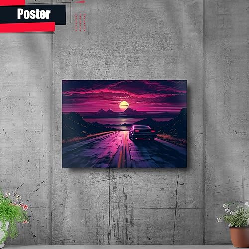 Miniatura 2 de Unique Synthwave Style Retro Art, 80s style art, framed poster print, guest room art, cool living room art, Home Decor, Wall Art