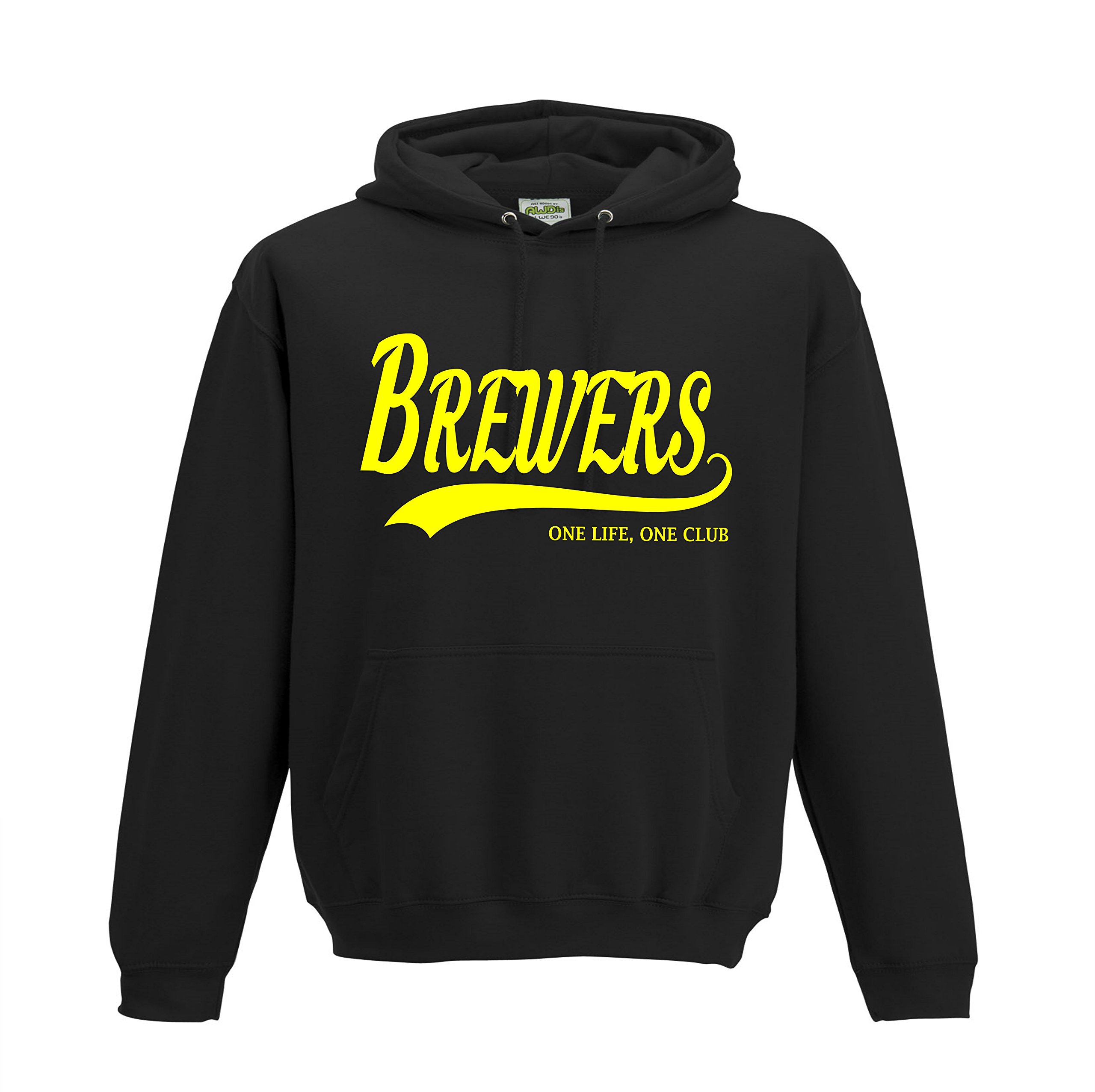 Brewers Burton Albion Football Gift - Hoodie Brewers one Life one Club top Jumper Sweatshirt FC Present FH39 (Adult XL, Jet Black)
