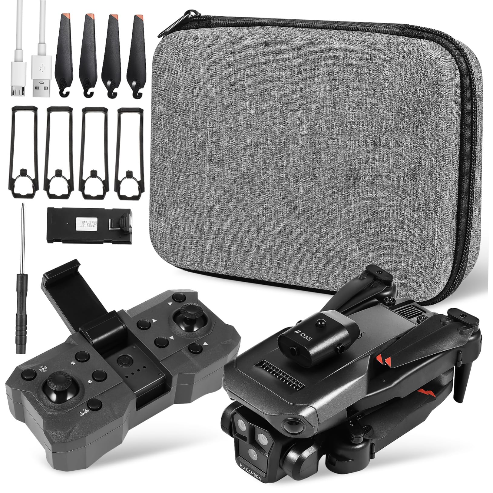 Dron Plegable con Cámara Triple HD y Lente Ajustable para Adultos