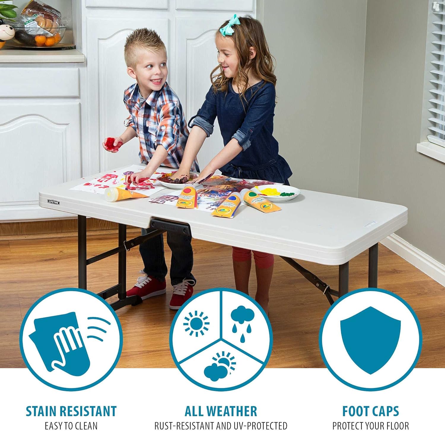 Lifetime 80387 4-Foot Commercial Adjustable Folding Table, Almond : Home & Kitchen