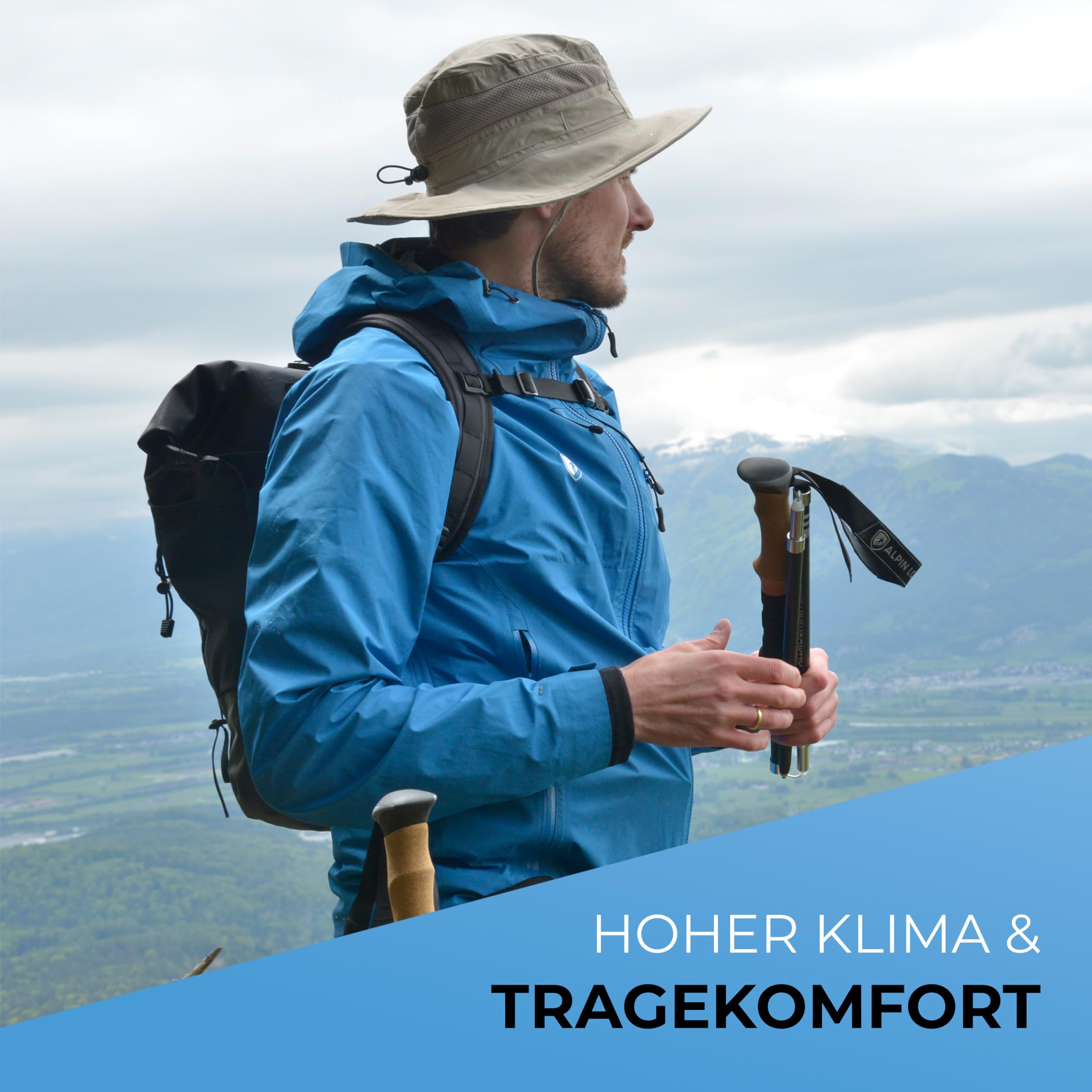ALPIN LOACKER Regenhut wasserdicht & Leichter Sonnenhut I Atmungsaktiver Outdoor Hut für Herren & Damen I Nachhaltiger Wanderhut aus recycelten Materialien I Anglerhut perfekt für Camping & Trekking