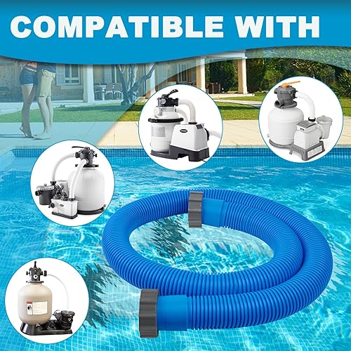 Miniatura 4 de 2 mangueras de 1.5 pulgadas para piscinas sobre el suelo, 1 12 pulgadas de diámetro, accesorios de filtro de repuesto de manguera de bomba de 59