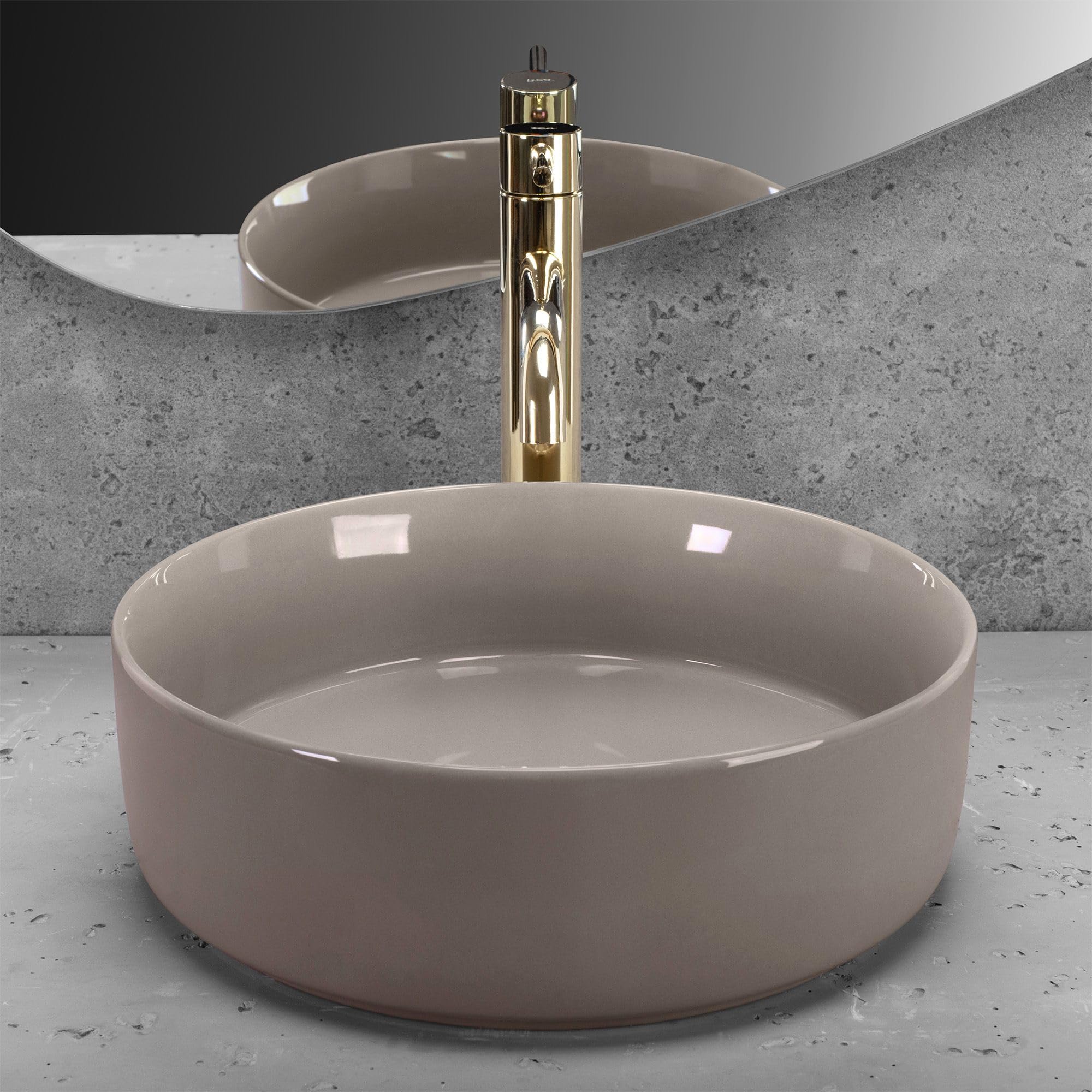 Lavabo Sobre Encimera Rea Sami Shiny Beige