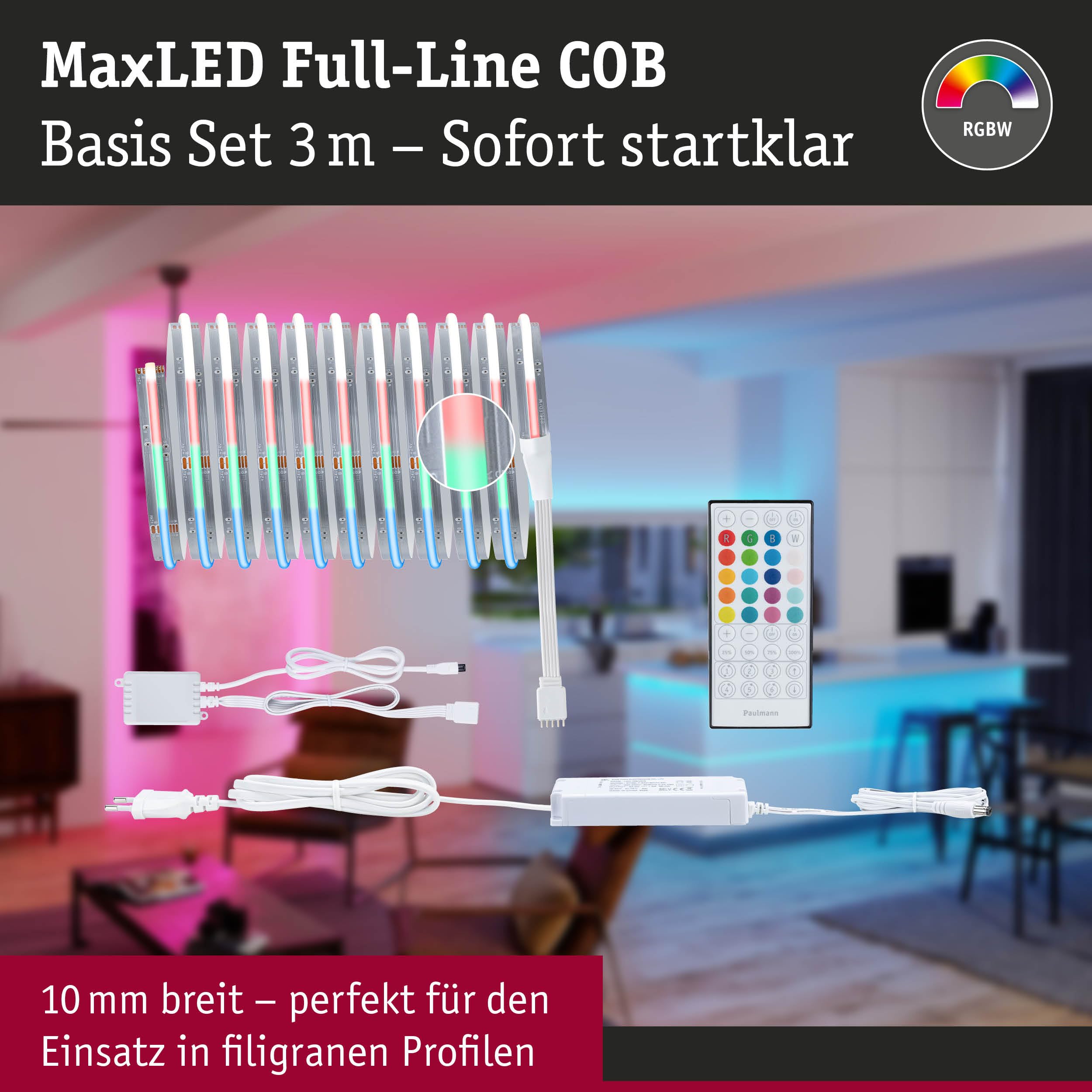 Paulmann 71198 MaxLED 500 LED Strip RGBW 3m 18W 530lm, m 896 LEDs, m RGBW 36VA