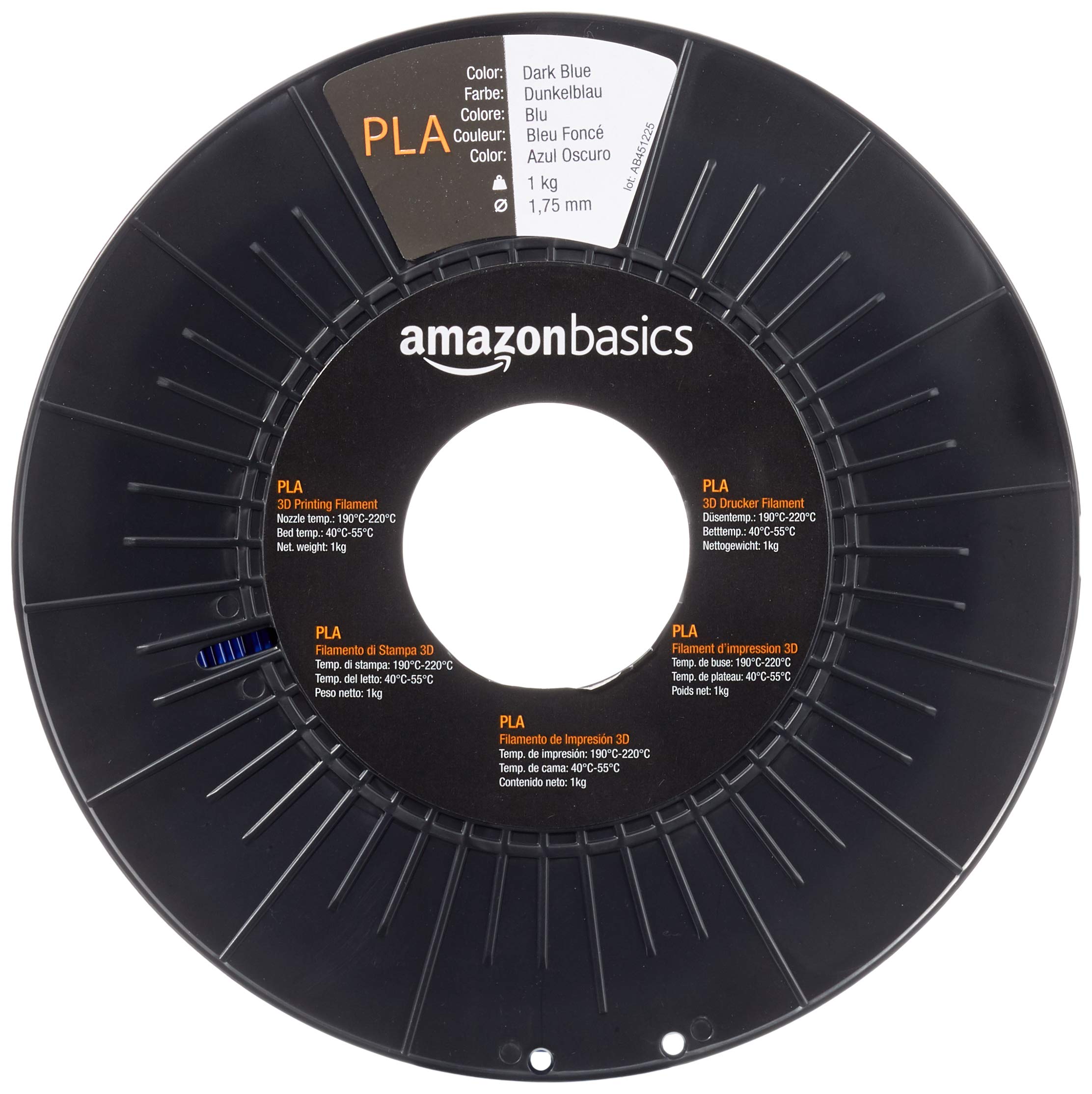 Amazon Basics - Filamento per stampanti 3D, in polilattato (PLA), 1.75 mm, blu scuro, 1 kg per bobina