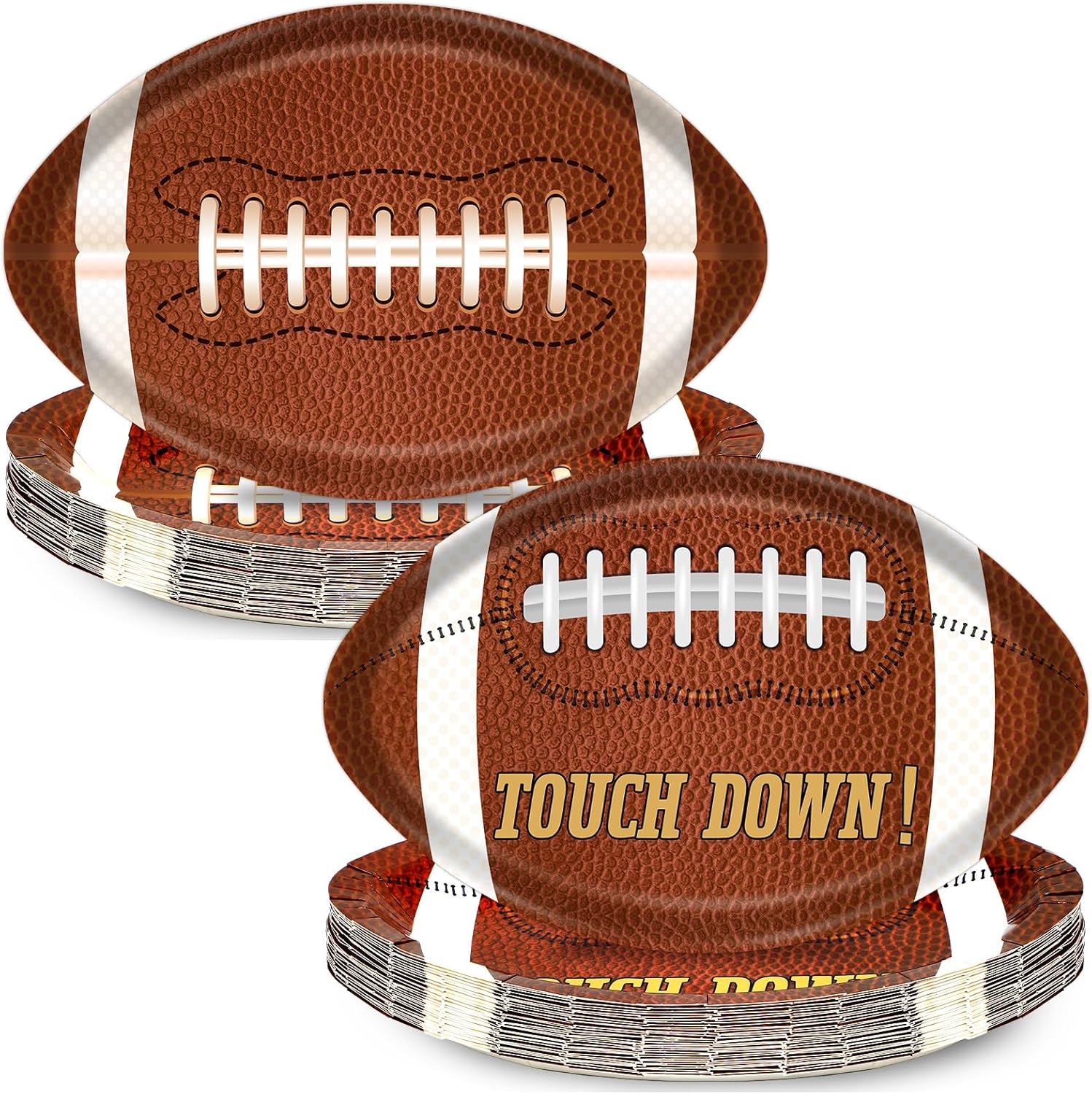 60PCS Football Paper Party Plates Football Shaped Dessert Plates Football Disposable Plates Decorations Touch Down Tableware Set Sport Theme Party Plate for Birthday Sport Game Tailgate Party Supplies