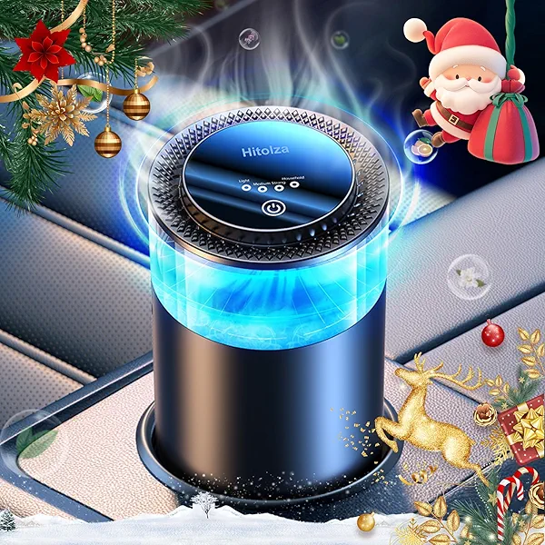 Hitolza Smart Car Air Fresheners, Ambient Light & Mist Fragrance, Auto On/Off Car Air Freshener Diffuser, Adjustable Intensity, Lasts 6 Months, Built-in Battery, Premium Scents Refill X2 - Mystic Ice