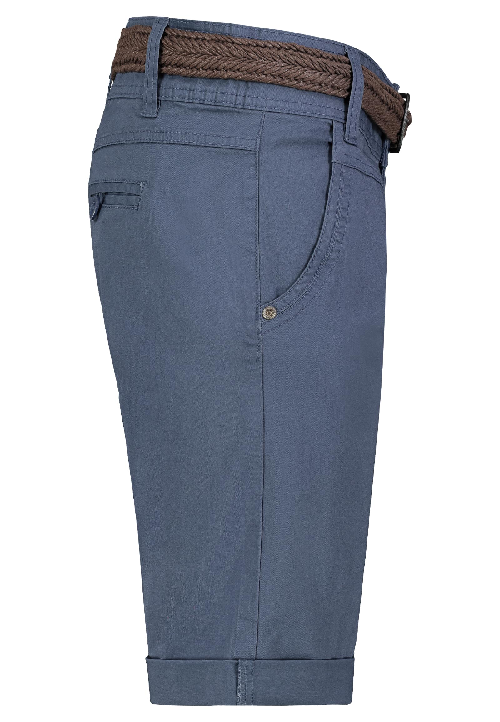 FRESH MADE Damen Bermuda-Shorts im Chino Style mit Gürtel Baumwoll Stretch Twill
