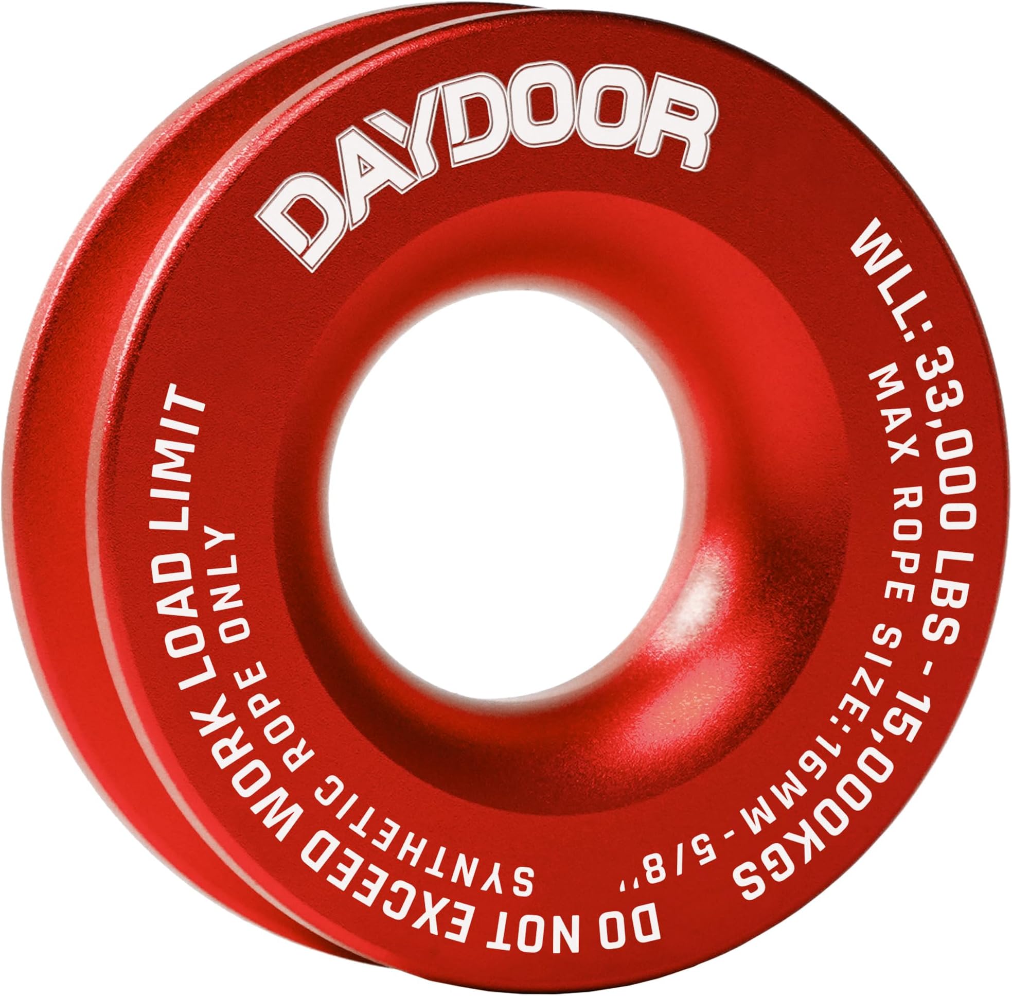 DAYDOOR Winch Snatch Recovery Ring, 66,000 lbs Breaking Strength (33,000 lbs WLL), Compatible with Soft Shackle and Synthetic Rope for SUV UTV ATV Truck Off-Road Recovery(Red)