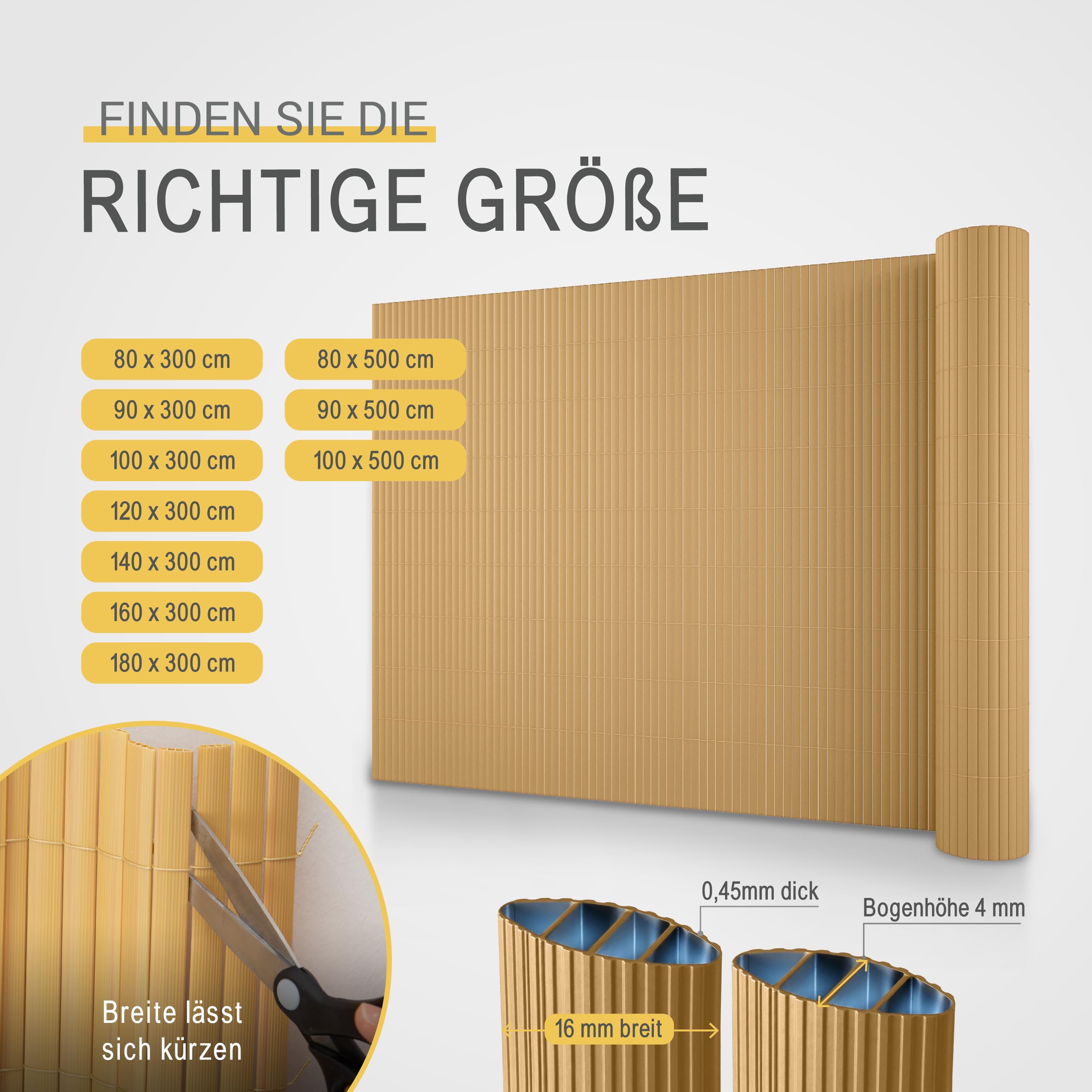 Sol Royal PVC Sichtschutzmatte Sichtschutzzaun mit Clips & Abdeckleiste