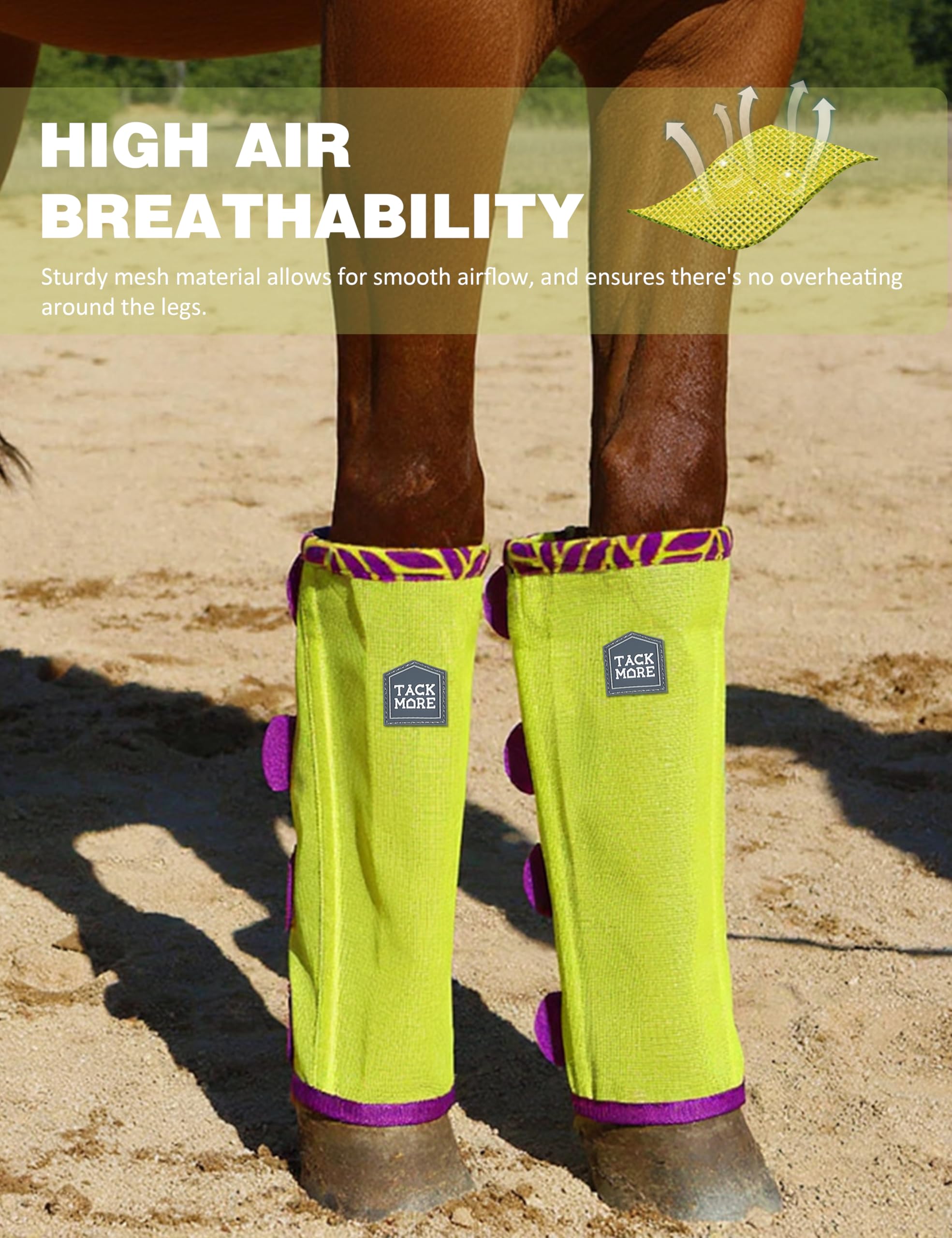 Tackmore Botas de vuelo de caballo con ribete de forro polar estampado, reducen el roce de 4 botas protectoras de verano