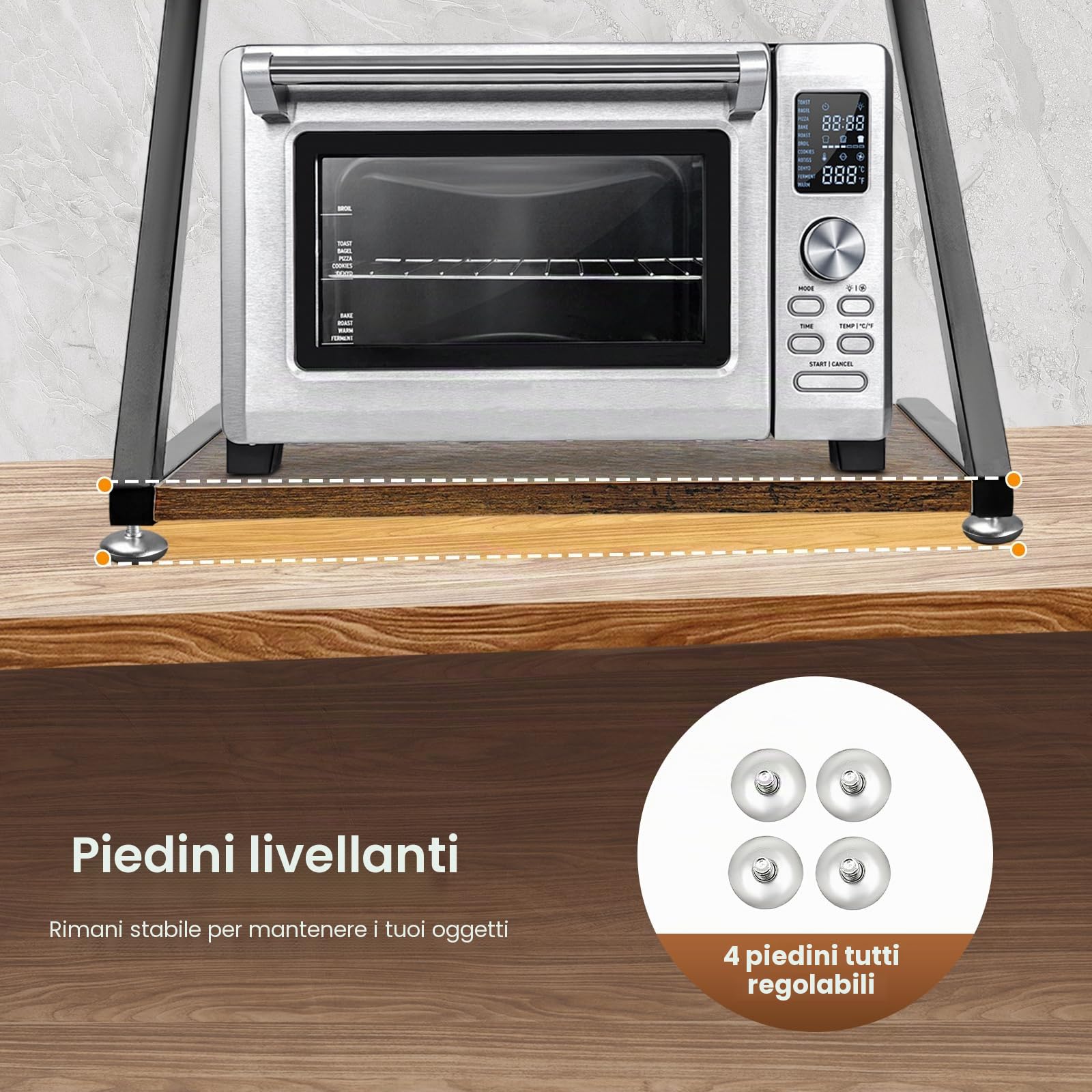 Supporto per stampante a 2 ripiani, organizer da tavolo per ufficio, scrivania, per stampanti 3D, fax, scanner, piedini regolabili, salvaspazio