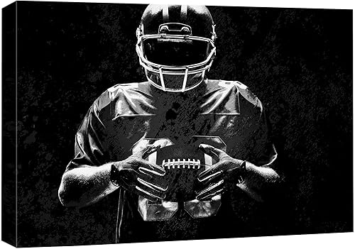 wall26 Lienzo impreso para pared, retrato de jugador de fútbol con sombra blanca y negra, deportes y fitness, deportistas, fotografía, realismo,