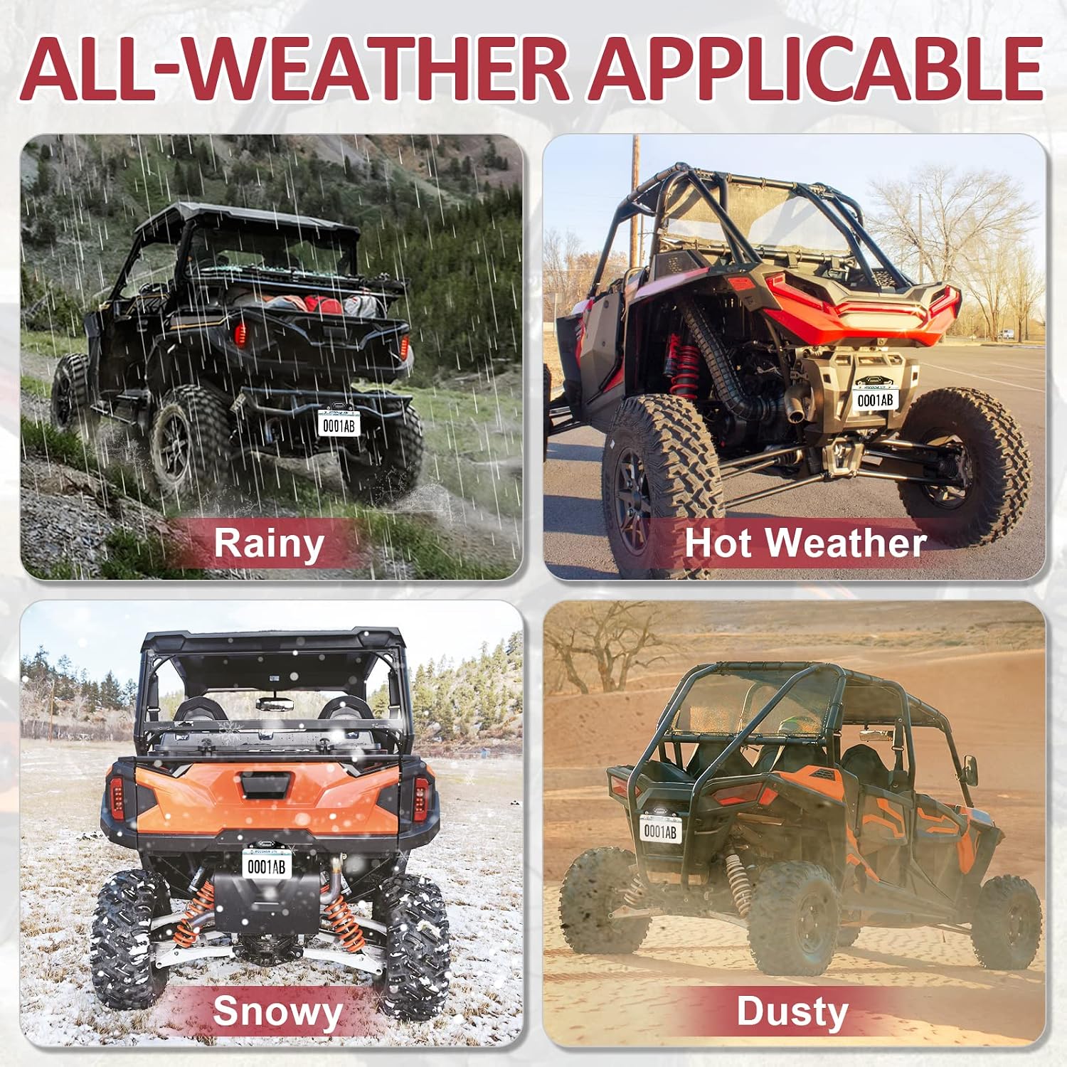 Starknightmt UTV License Plate Holder with Light, Universal Lighted License Plate Mount Bracket Compatible with Polaris Ranger RZR Can Am X3 Defender Cfmoto Zforce Uforce