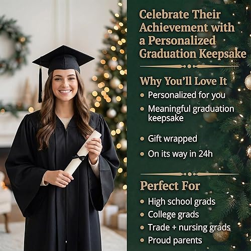 Miniatura 8 de Adorno de graduación personalizado de la clase de 2025 | Personalización gratuita las 24 horas | Adornos de Navidad para árbol de secundaria