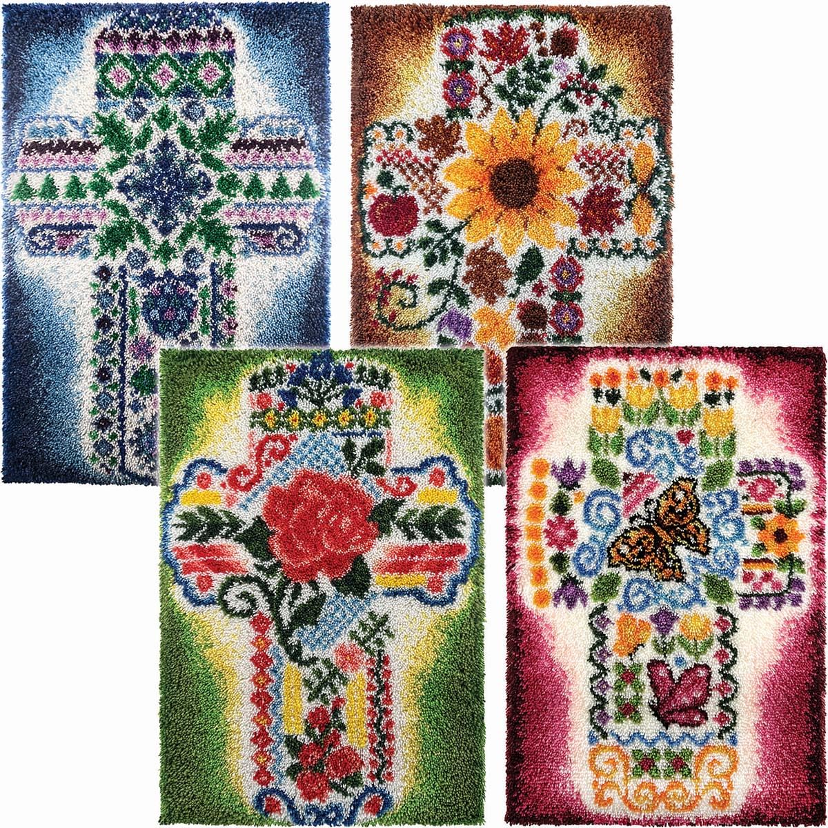 Herrschners All Seasons Cross, Set of 4 Latch Hook Kit