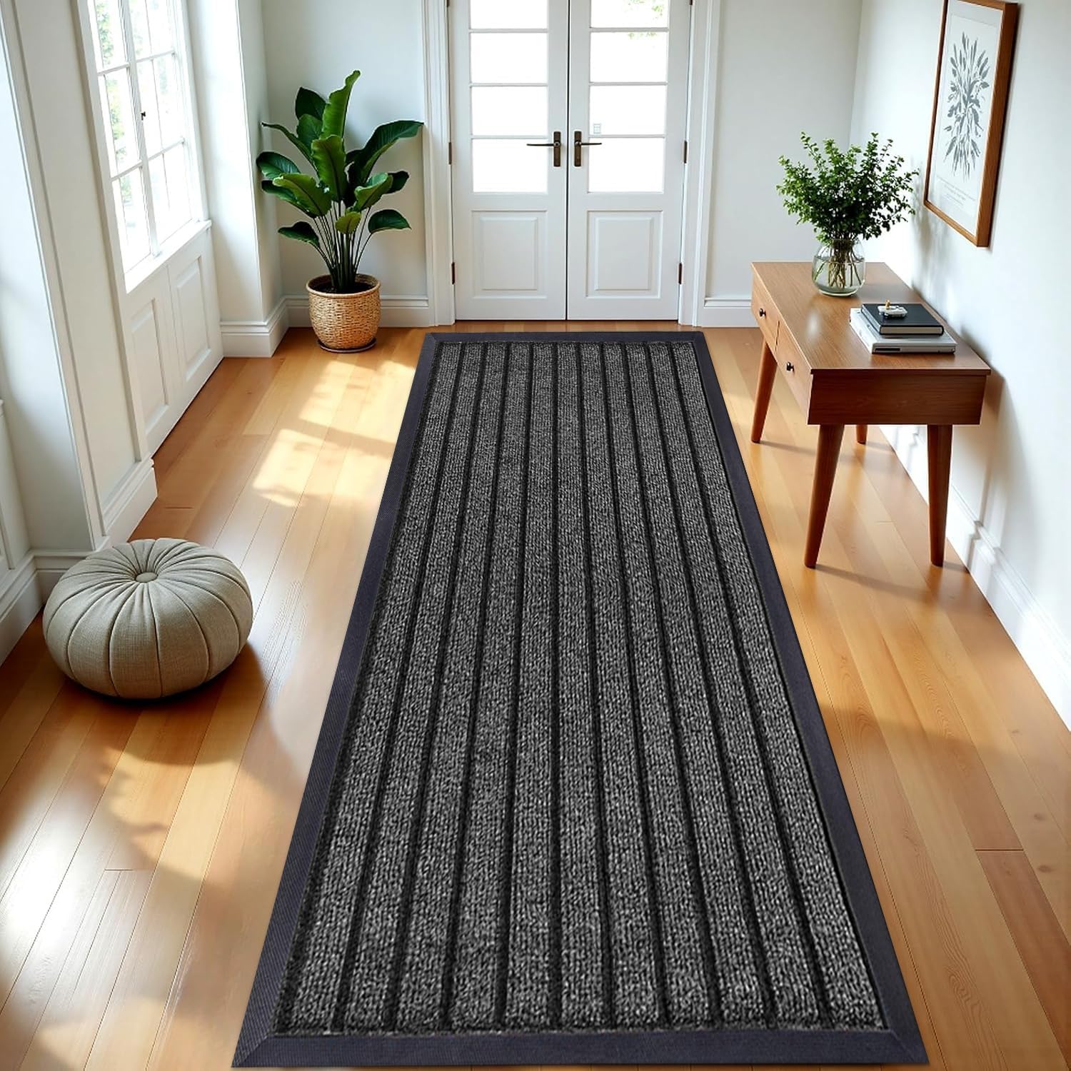 B&B Rubber Door Mats Outdoor Heavy Duty Waterproof Pvc Backing Non Slip Muddy Paws Dirt Grabber Barrier Washable Door Mat For Front Entrance Welcome Matt (60 x 180 cm - Large Runner, Grey) โ image 1