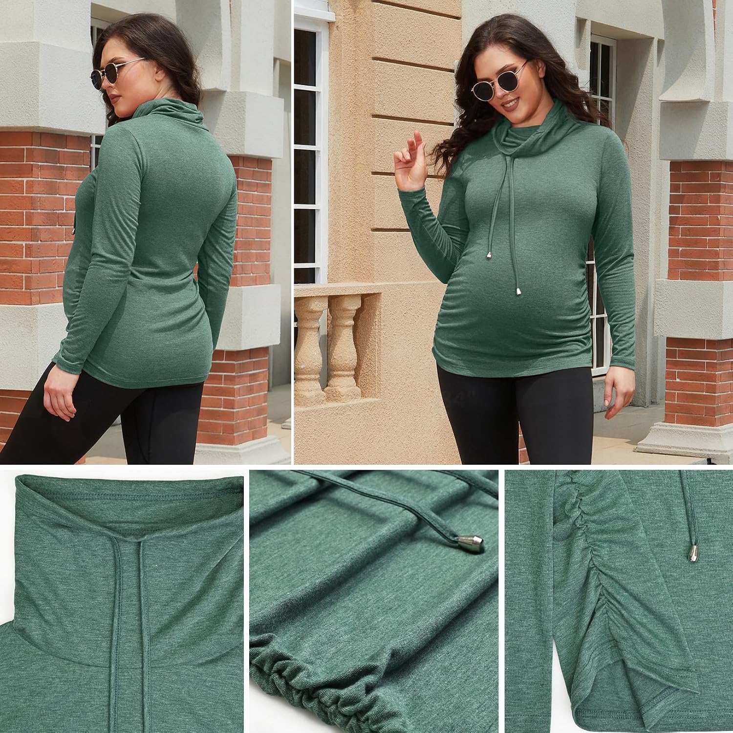 GINKANA Maternity Womens Tops Long Sleeve Casual Clothes Cute Drawstring Sweatshirts Pullover Top