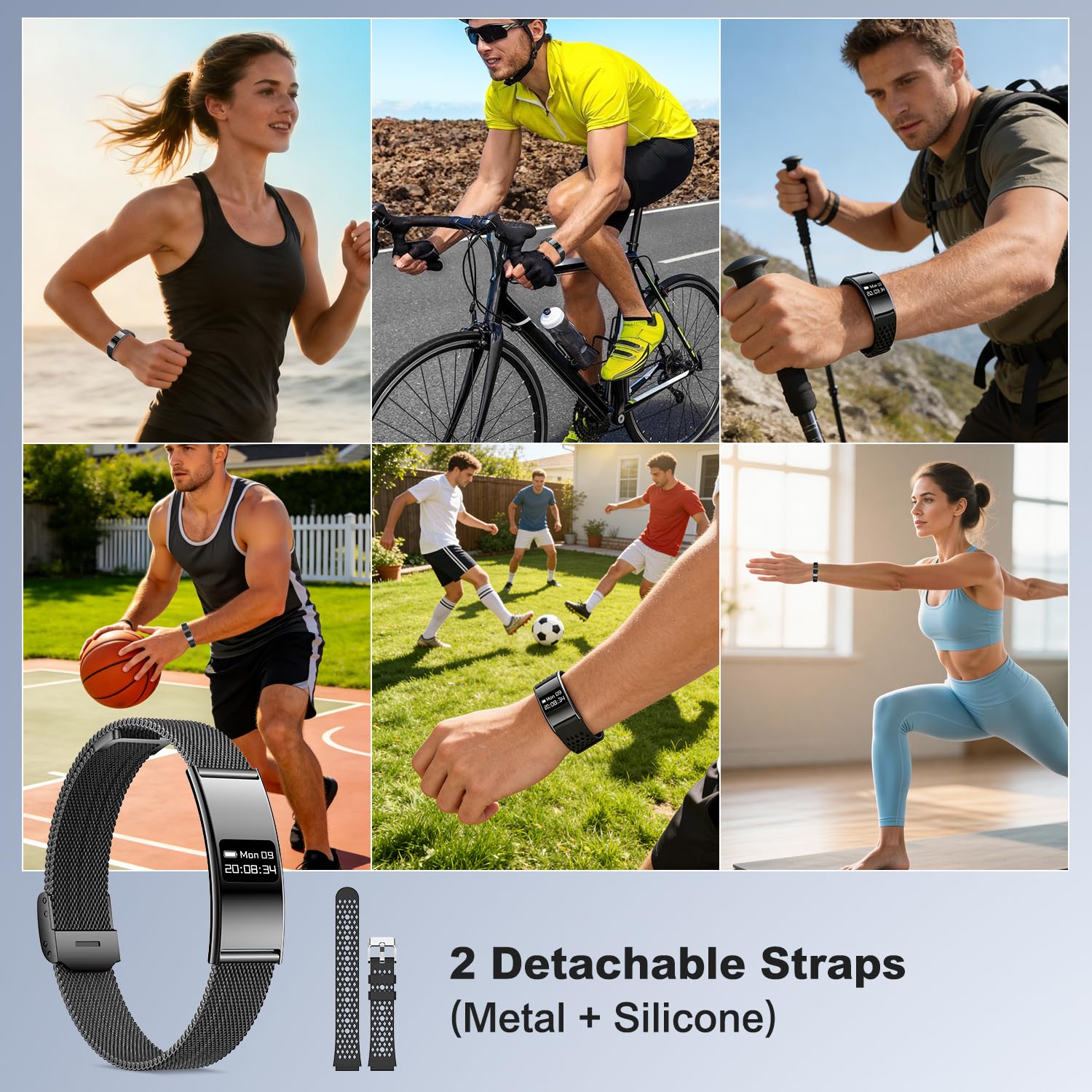 Bracelet Connecté Femme Homme, Fitness Tracker d'activité avec Modes d'exercice,Long Jours Batterie, Étanchéité IP68, Suivi Sommeil & Cardio, SpO2, Rappel D'appel/SM, Compatible Android et iOS