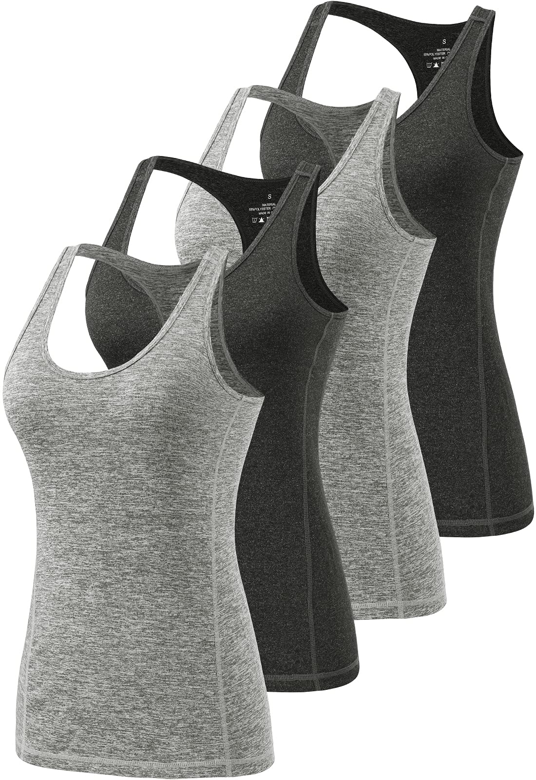 Vislivin Workout Tank Tops for Women Racerback Athletic Tanks Running Exercise Gym Tank Top - 4 Packs