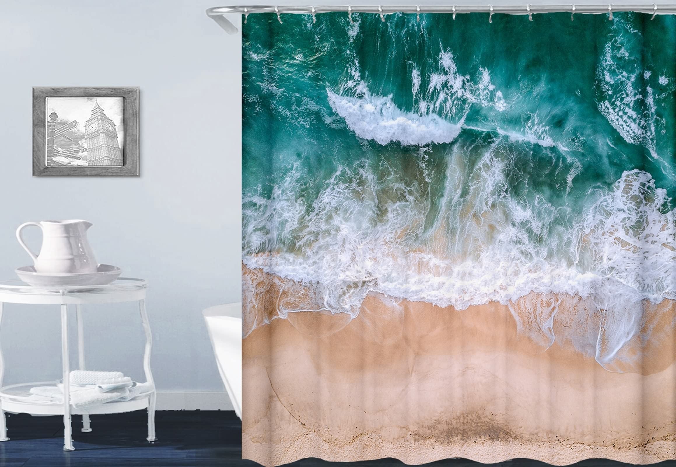 Rideau de douche mer KnSam en polyester imperméable 180x200cm pour salle de bain