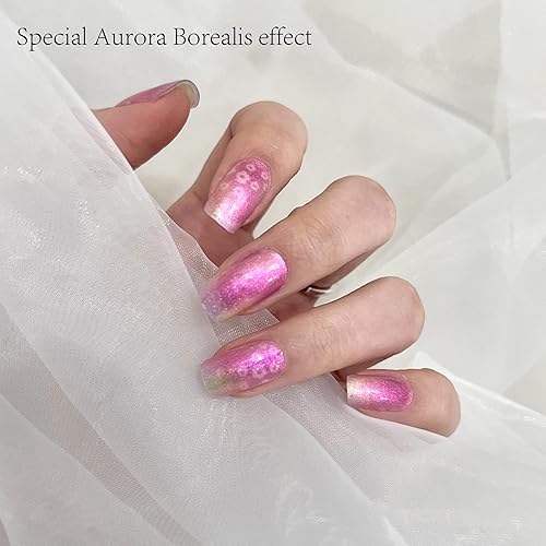 Miniatura 2 de LIFOOST Tiras de esmalte de uñas de gel curado, calcomanías de uñas con purpurina para mujer, efecto espejo, envolturas completas, kit de arte de