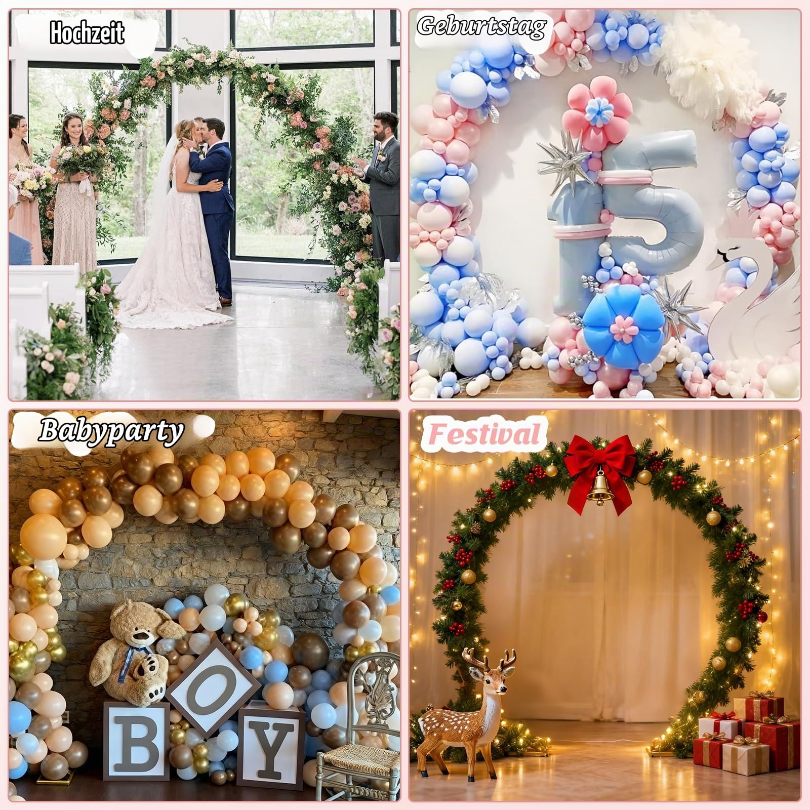PlusFive 2,5M Hochzeitsbogen Gold Rundes Ballonbogen Kit Größ Metall Hochzeit Bogen Luftballon Bogen Gestell Ballon Ring Traubogen Ballon Girlande für Hochzeit Geburtstag Babyparty Dekoration