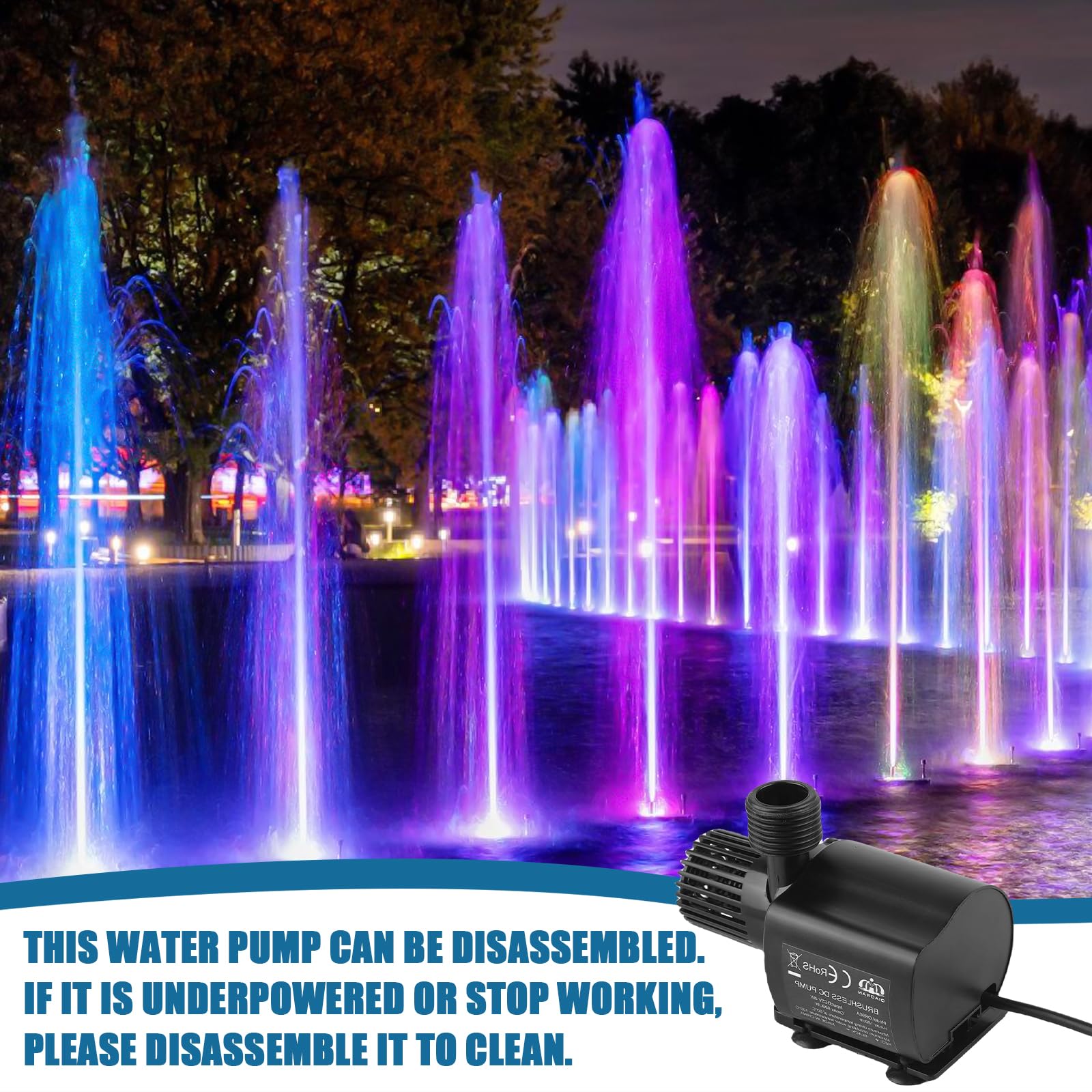 Pompa dell'acqua DC 12 V, 800 l/h 5 m, 15 W, senza brushless, mini pompa per acquario con regolazione della velocità, pompa anfibi, pompa per laghetto, acquario, sistema di circolazione dell'acqua